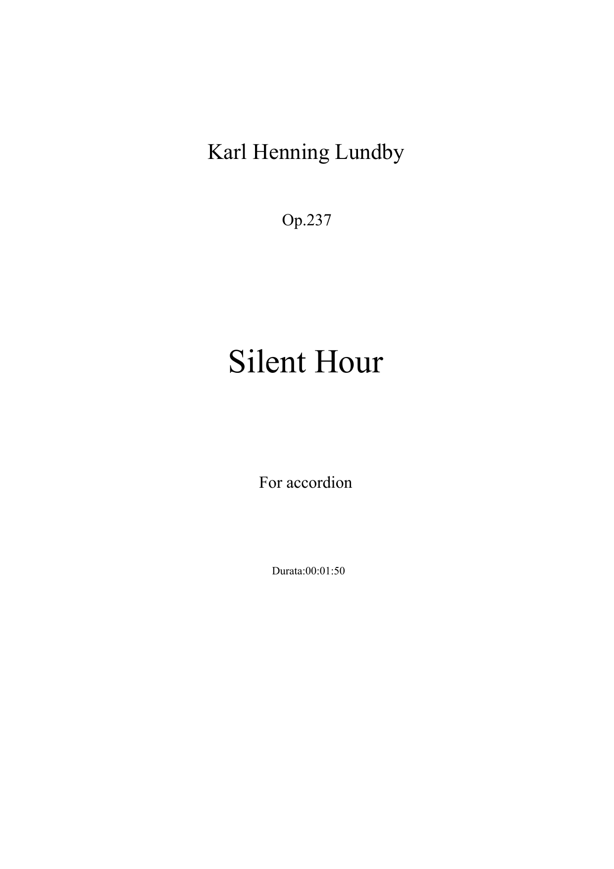 Silent Hour - For accordion, op. 237