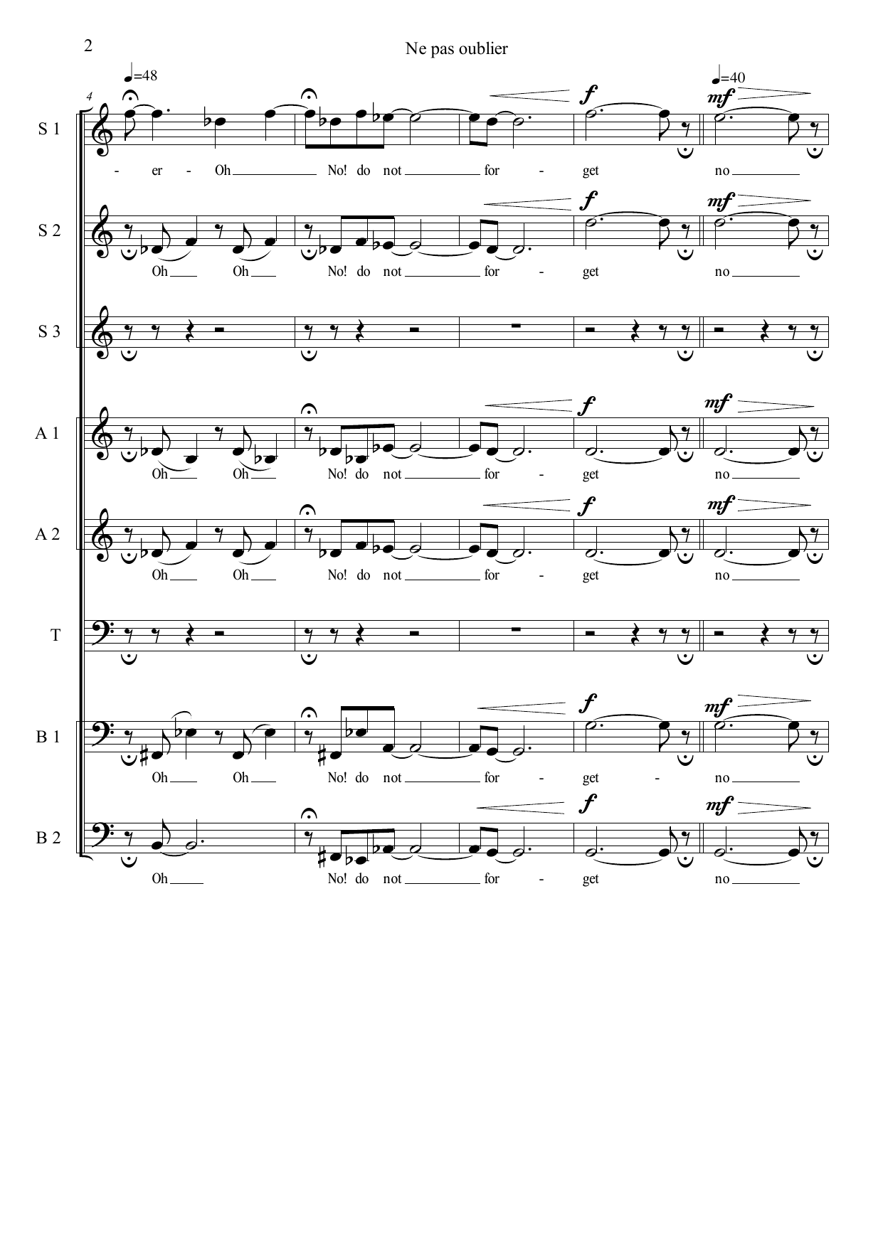 Ne pas oublier (Do not Forget) - pour 8 voix á capella, op. 37 - Image 4