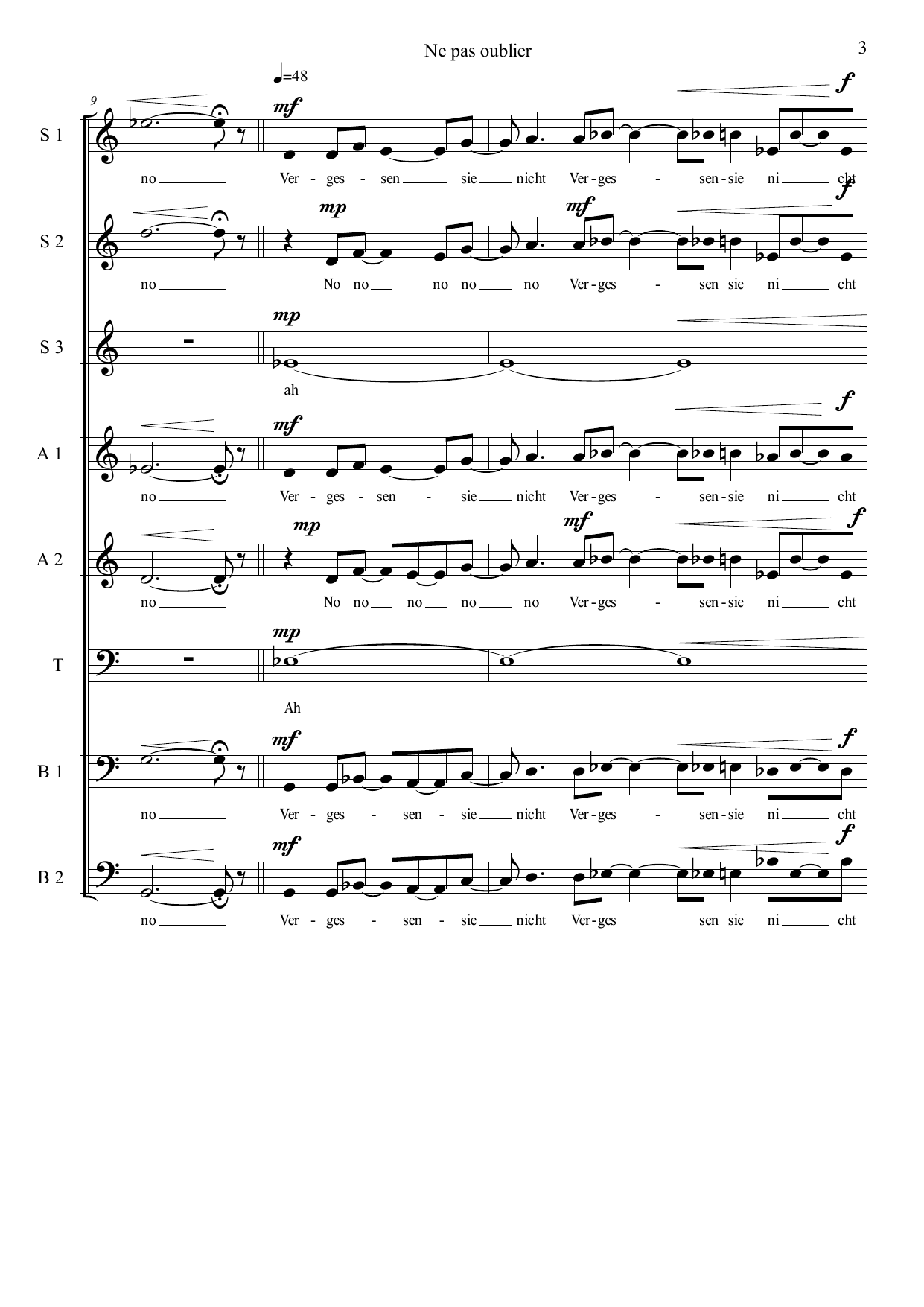 Ne pas oublier (Do not Forget) - pour 8 voix á capella, op. 37 - Image 5