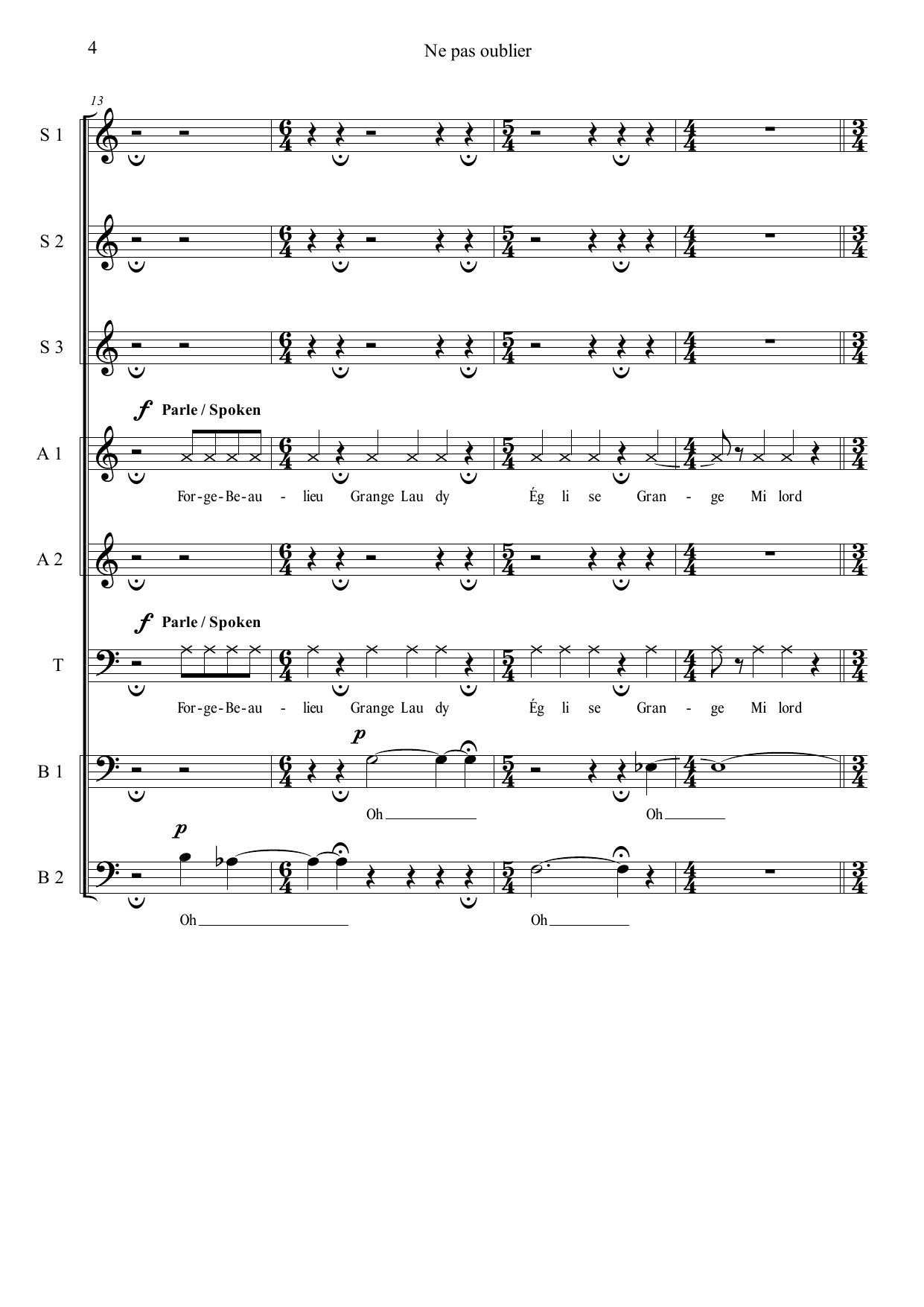 Ne pas oublier (Do not Forget) - pour 8 voix á capella, op. 37 - Image 6