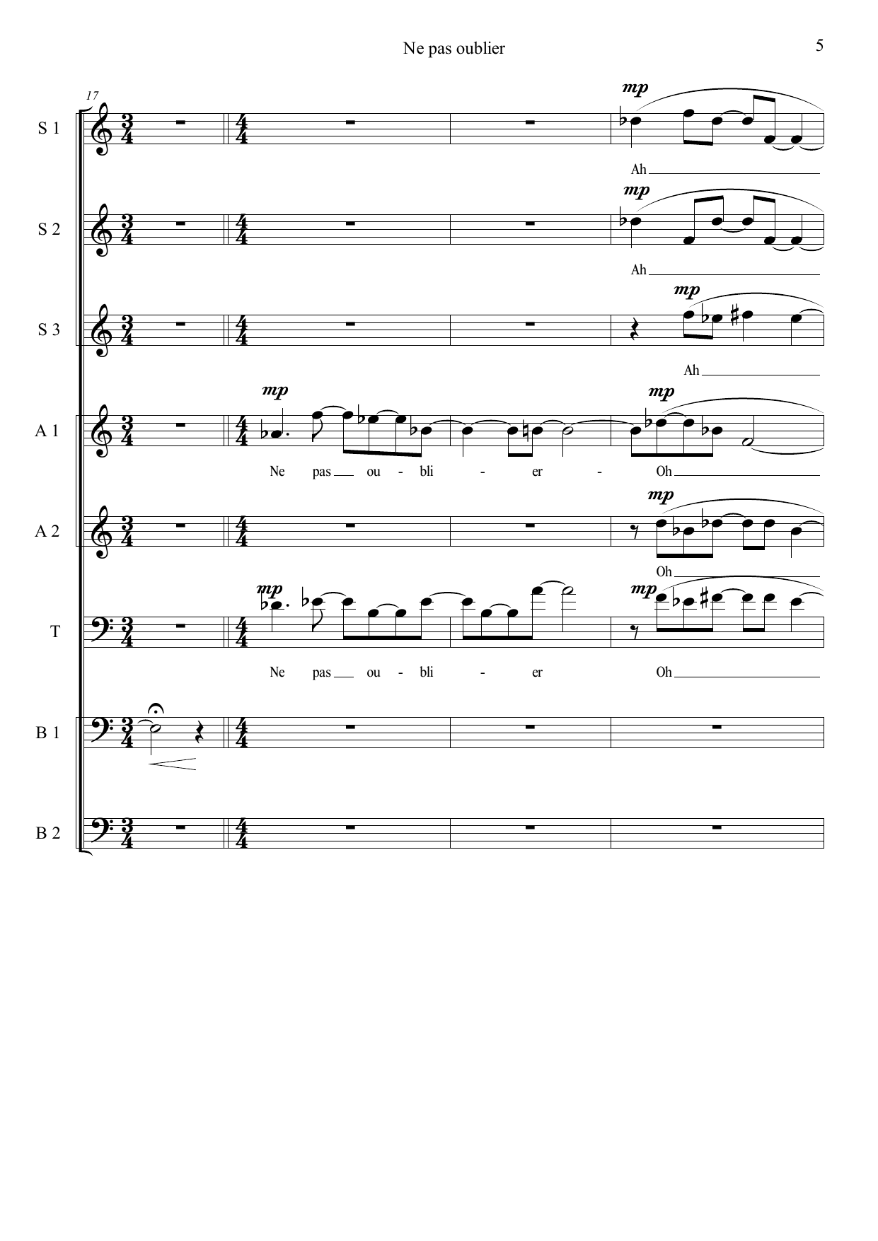 Ne pas oublier (Do not Forget) - pour 8 voix á capella, op. 37 - Image 7