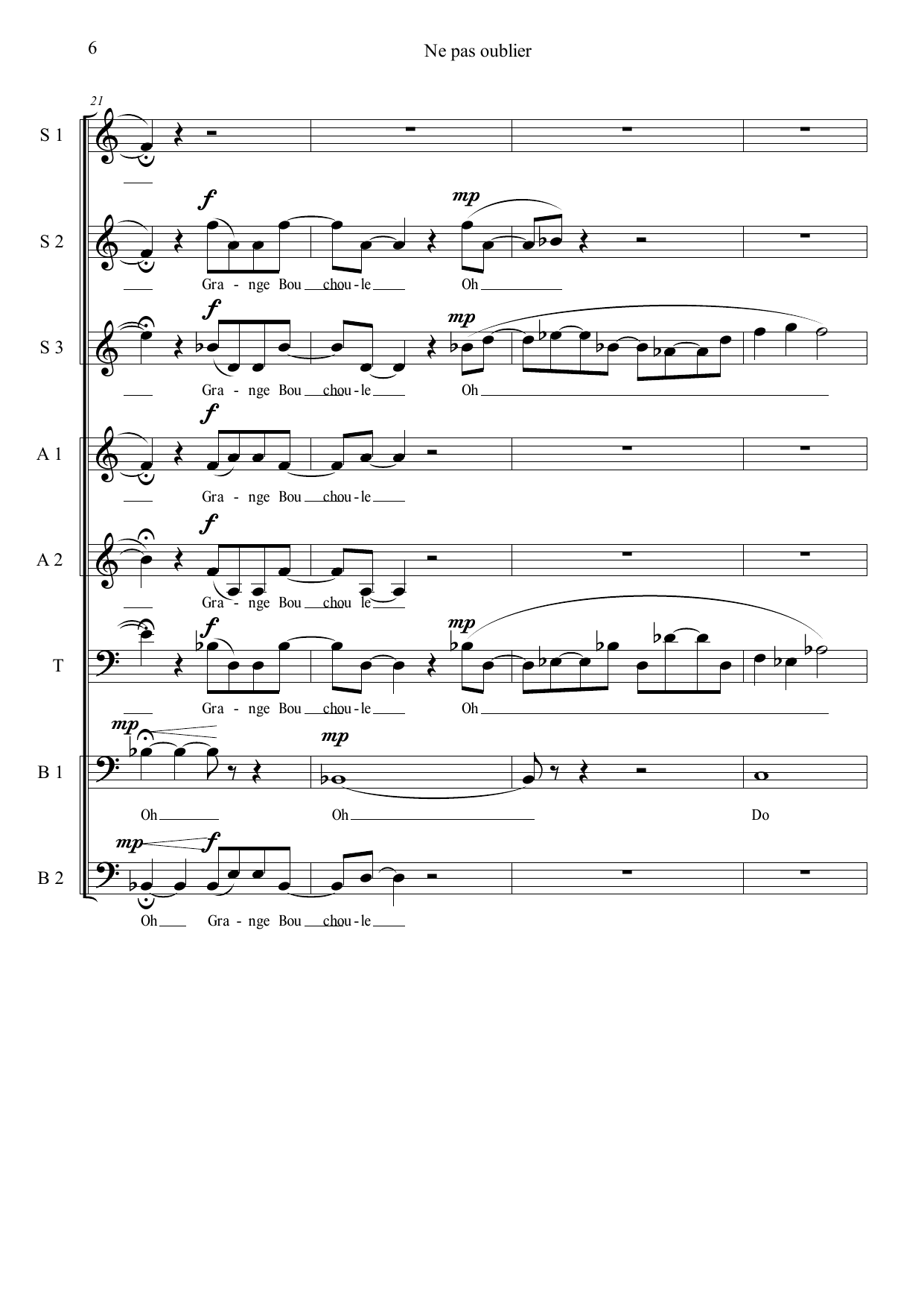 Ne pas oublier (Do not Forget) - pour 8 voix á capella, op. 37 - Image 8
