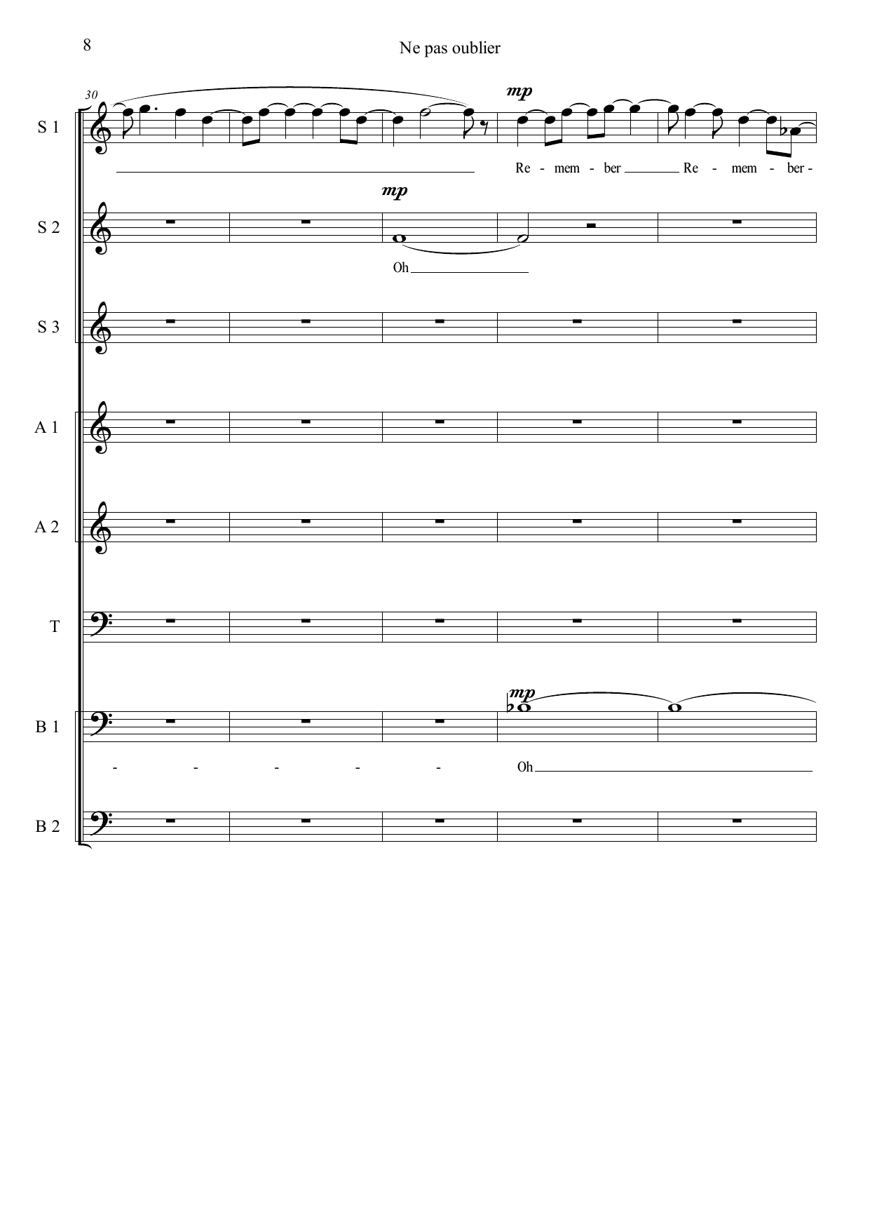 Ne pas oublier (Do not Forget) - pour 8 voix á capella, op. 37 - Image 10