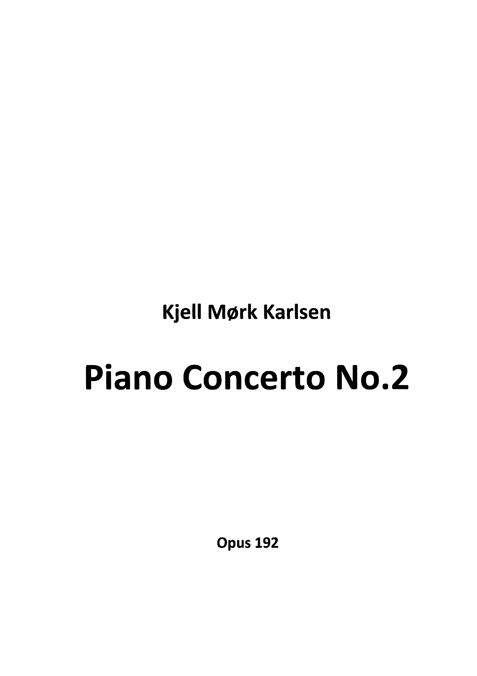 Piano Concerto No. 2, Op. 192