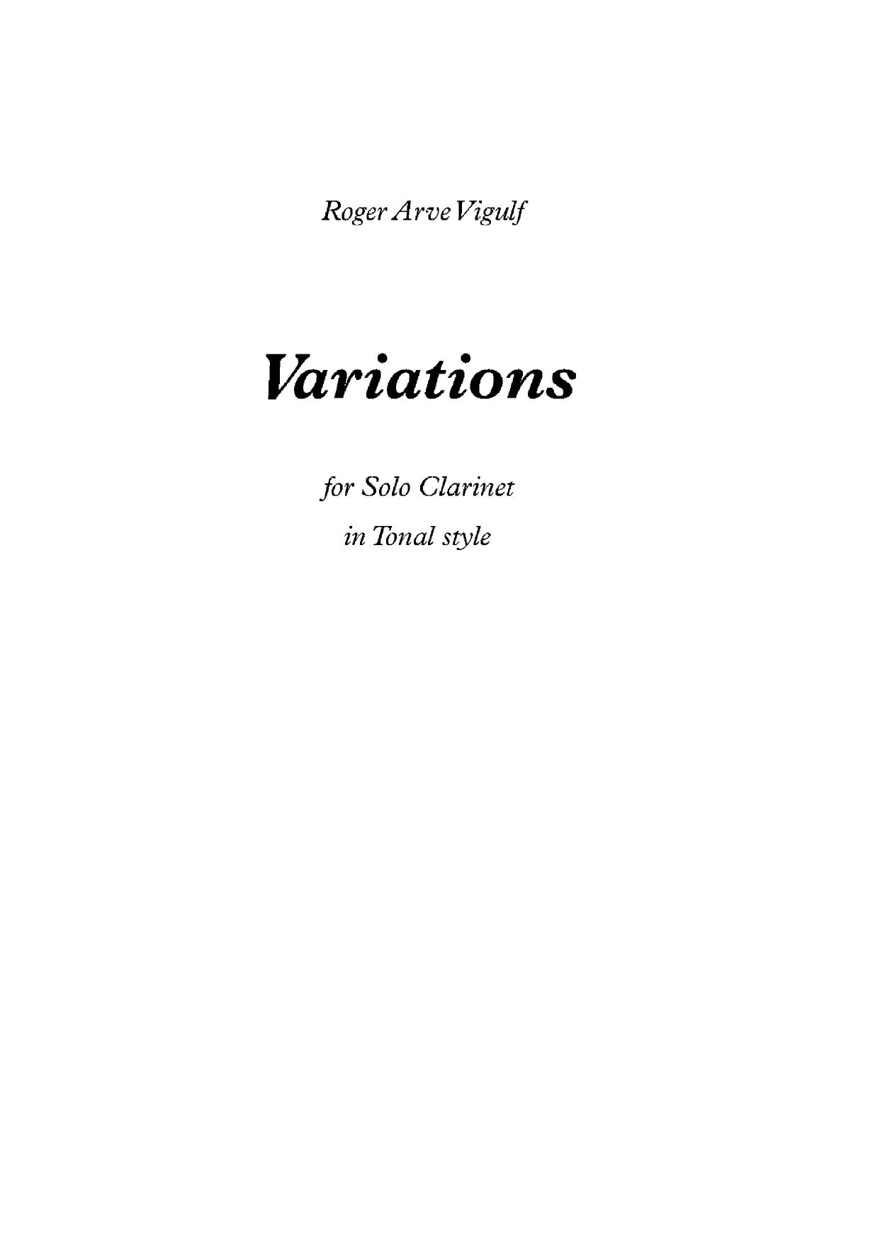Variations - Solo Bb clarinet in tonal style