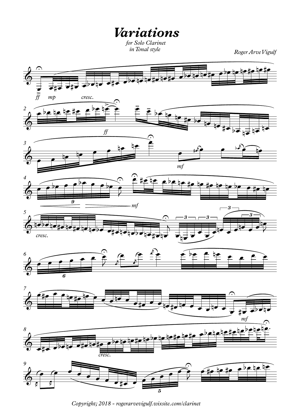 Variations - Solo Bb clarinet in tonal style - Image 3