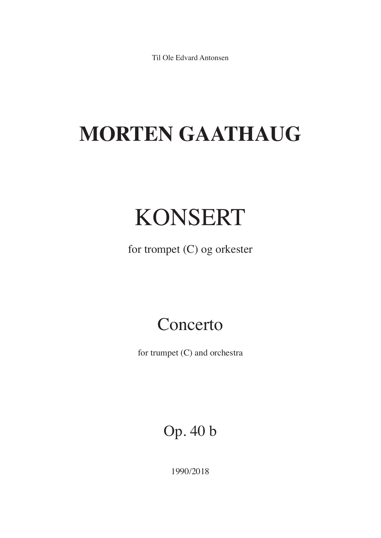 Concerto for Trumpet(C) and Orchestra, op. 40 B