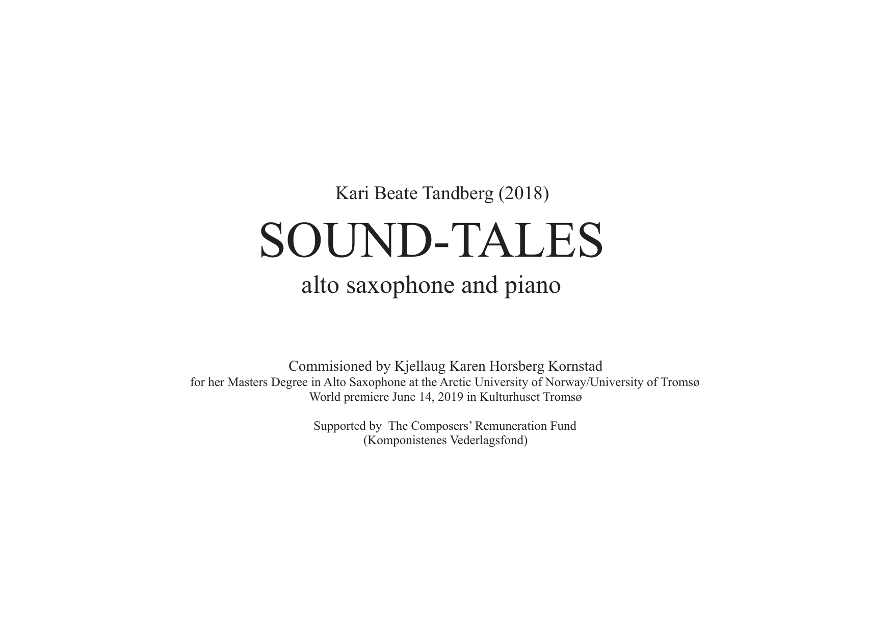 Sound-tales - For alto saxophone and piano