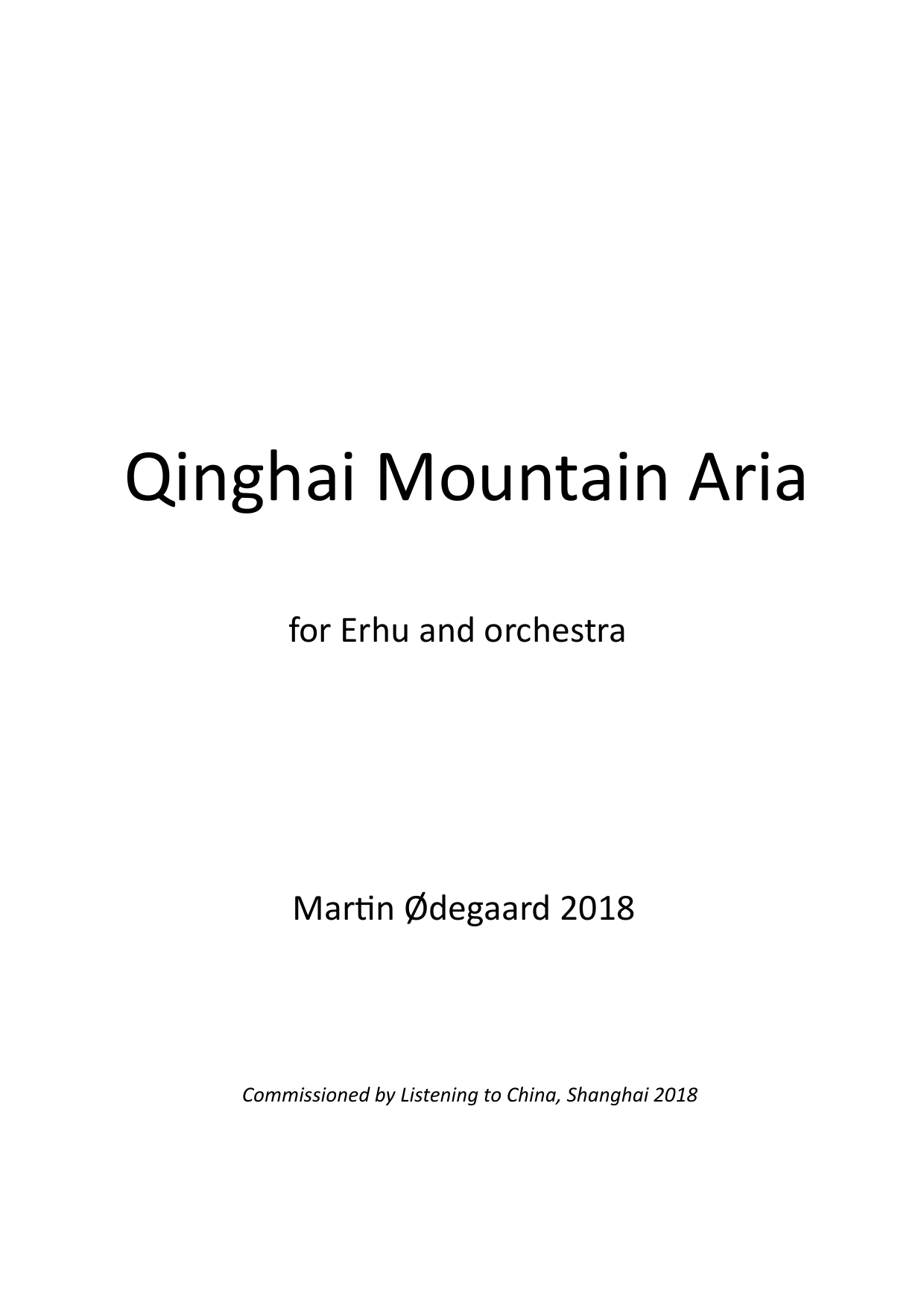 Qinghai Mountain Aria - For erhu and orchestra