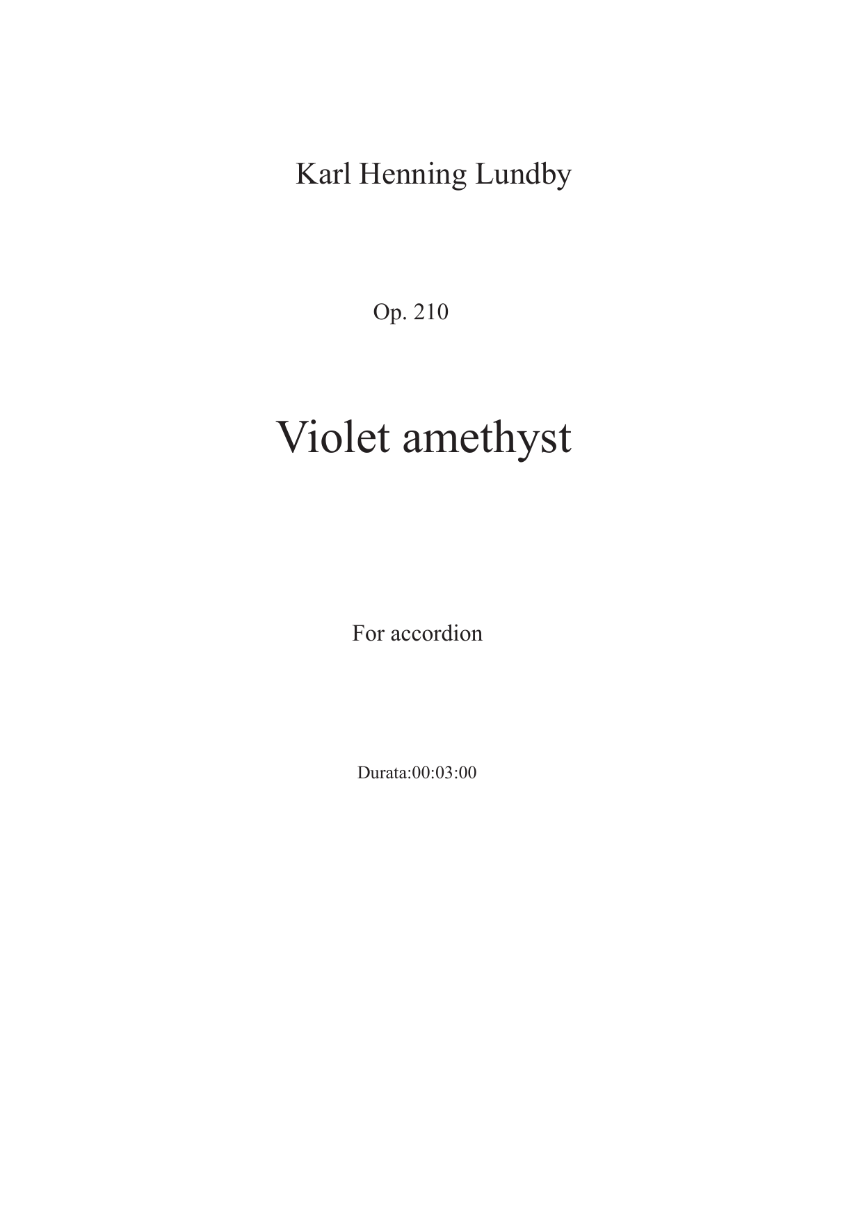 Violet Amethyst - For accordion, op. 210
