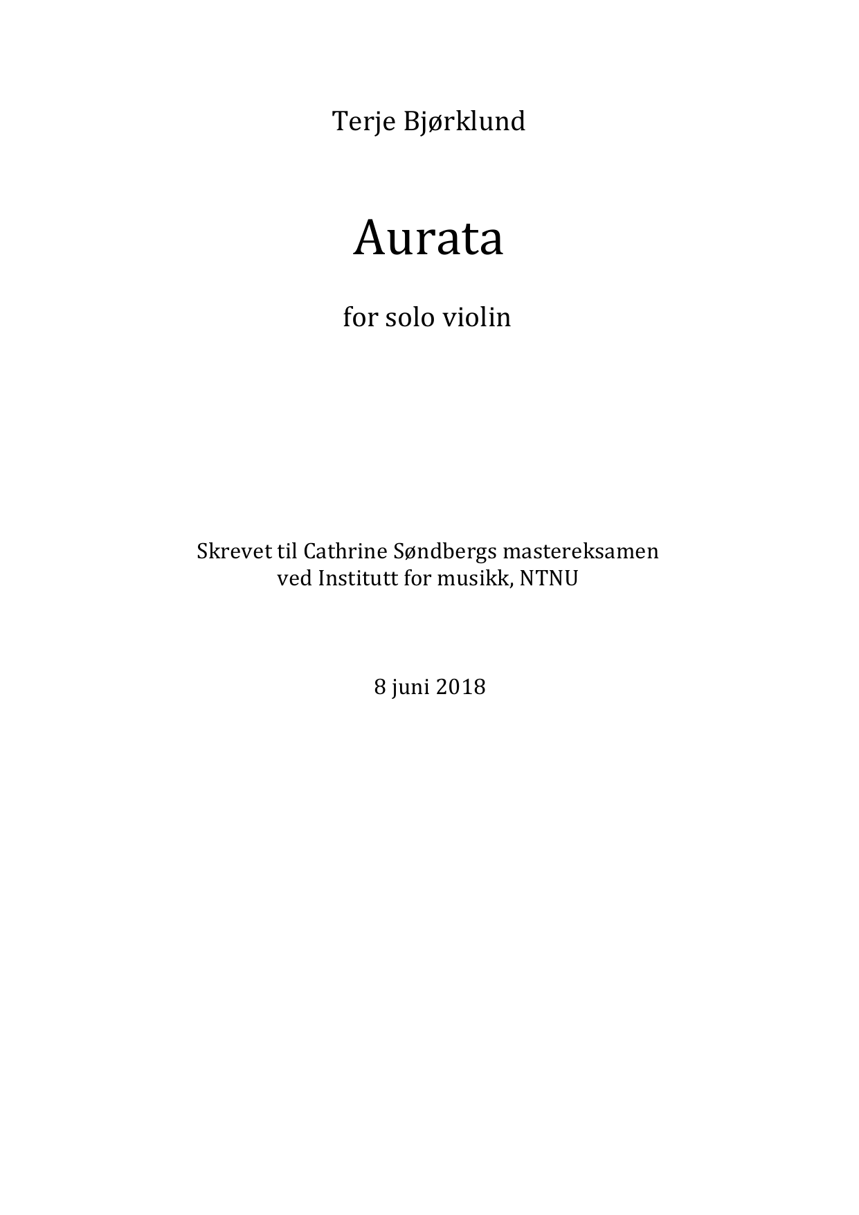 Aurata - For solo violin
