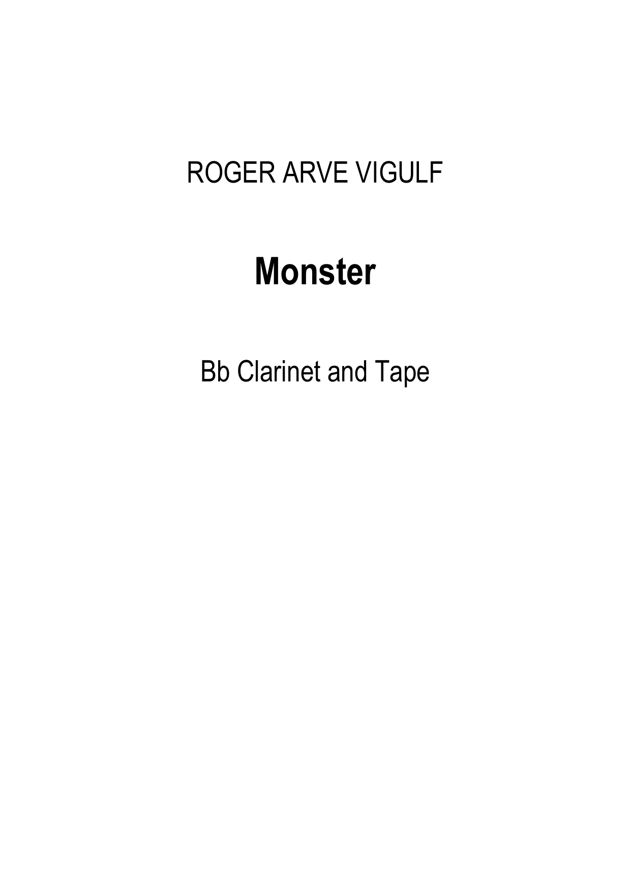 Monster - for Clarinet (Bb) & Tape