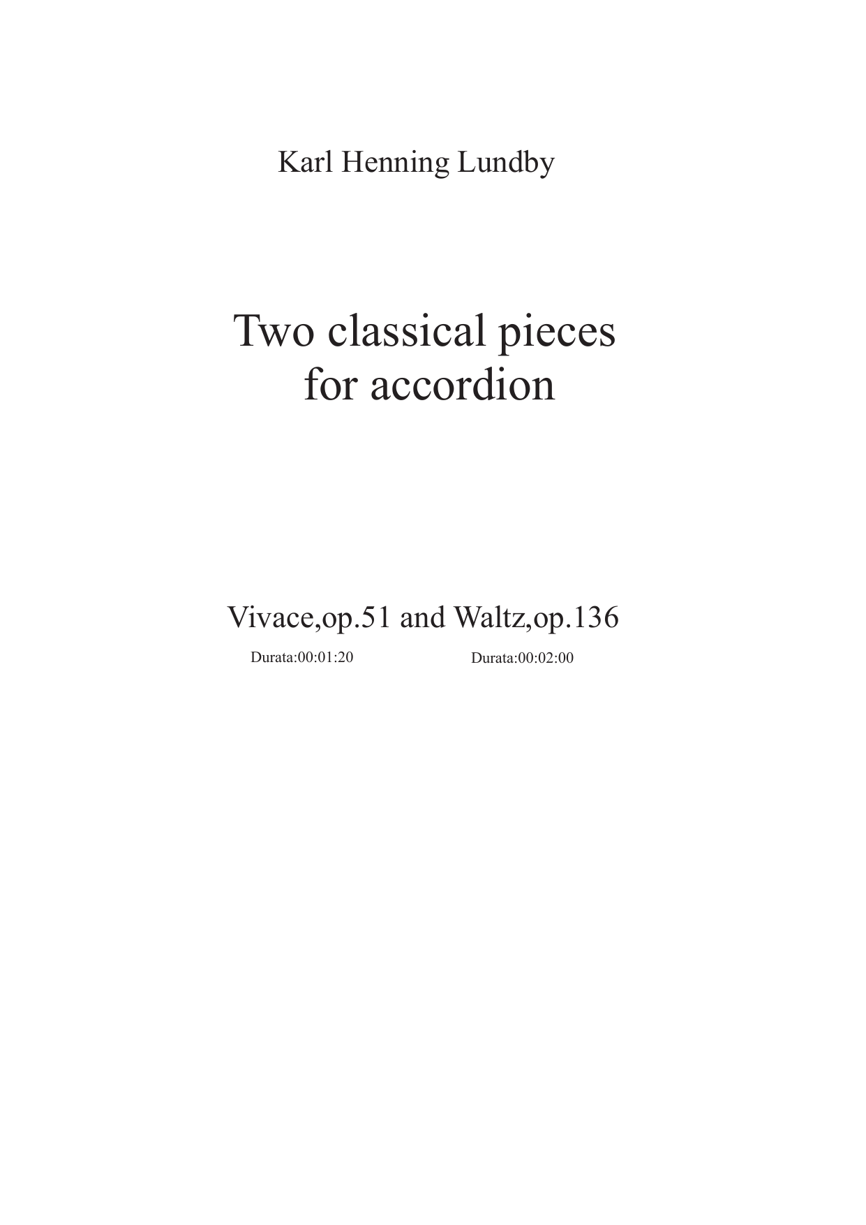 Two Classical Pieces for Accordion