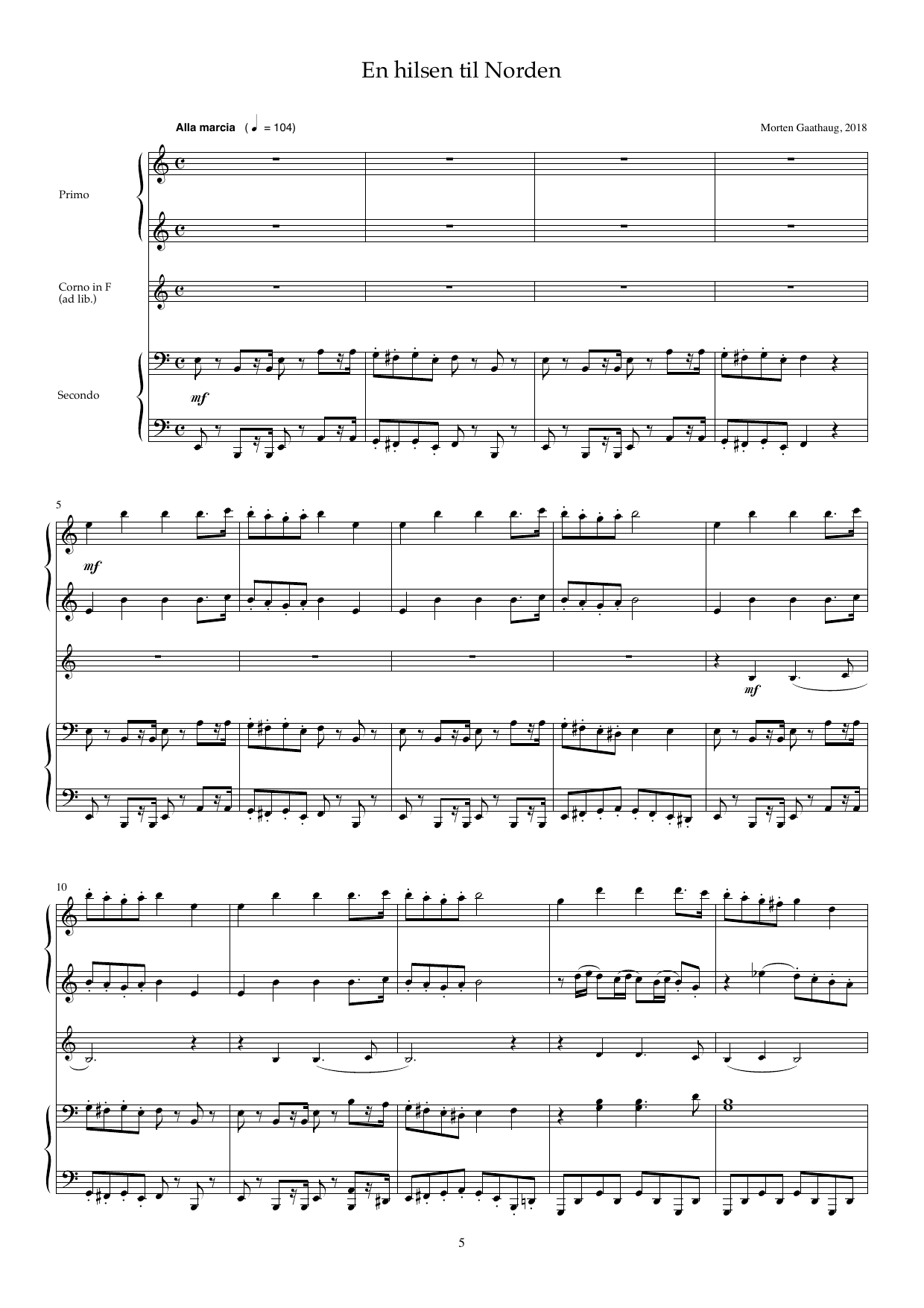 En hilsen til Norden - For firhendig klaver og horn i F(ad lib), op. 115 - Image 5