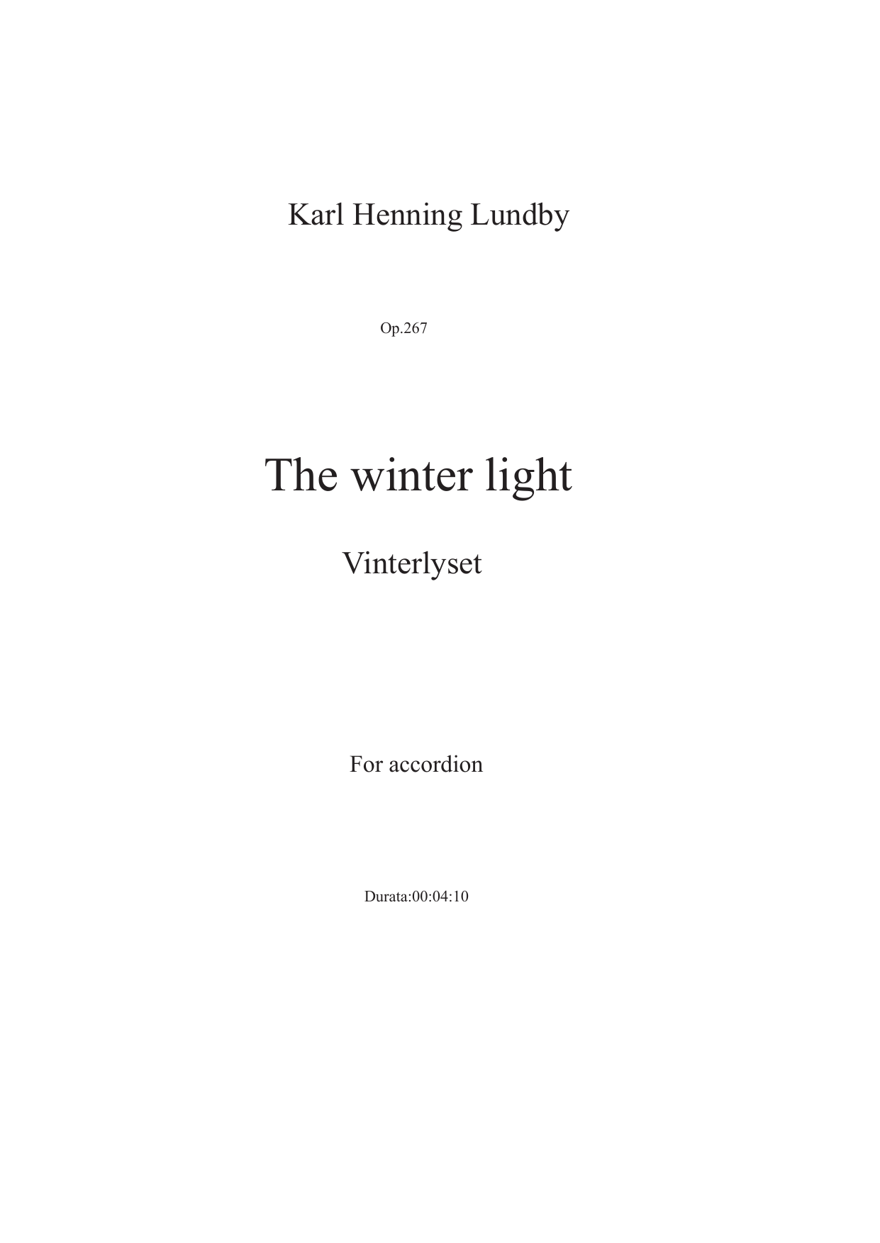 The Winter Light, op. 267