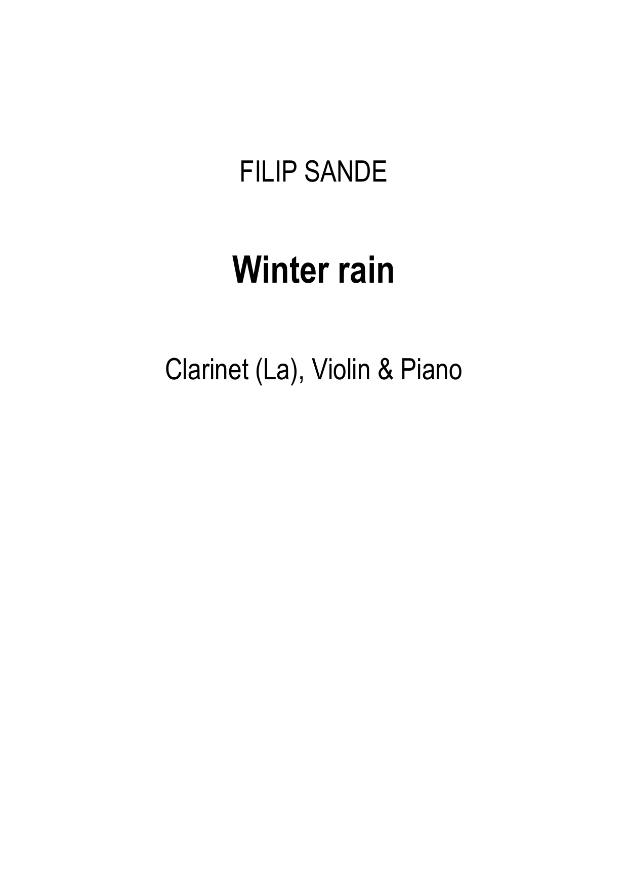 Winter Rain - For clarinet, violin & piano, Op. 149
