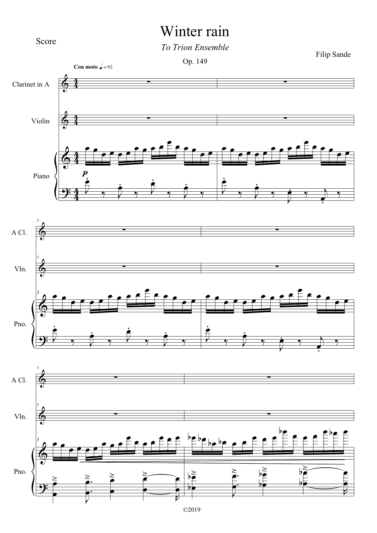 Winter Rain - For clarinet, violin & piano, Op. 149 - Image 6