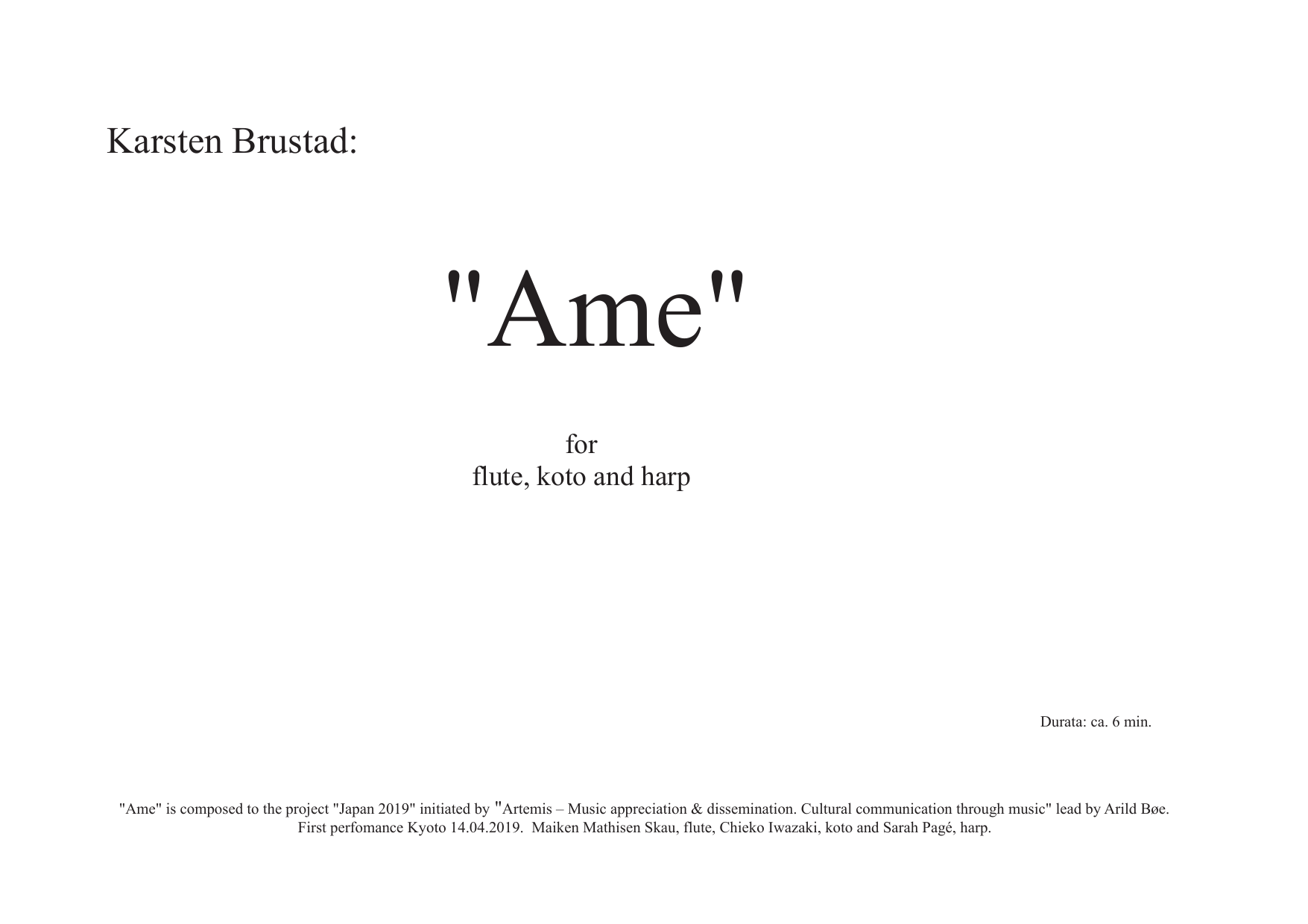 Ame - For flute, koto and harp