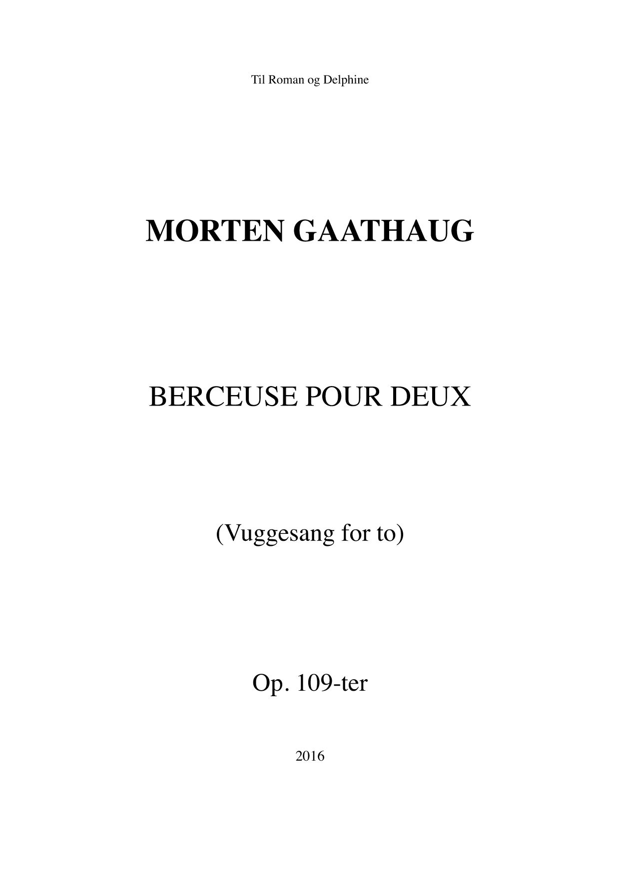 Berceuse pour deux, op. 109-ter