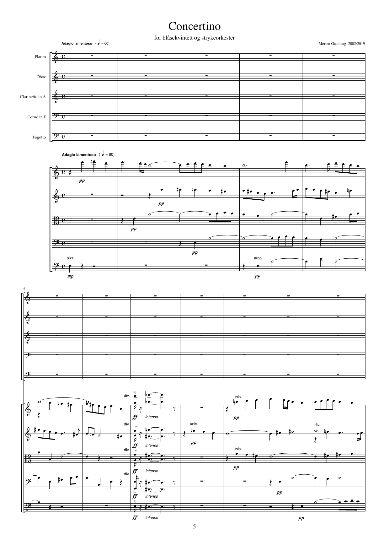 Concertino for wind quintet and orchestra - In memoriam Johan Kvandal, Op. 54-bis - Image 5
