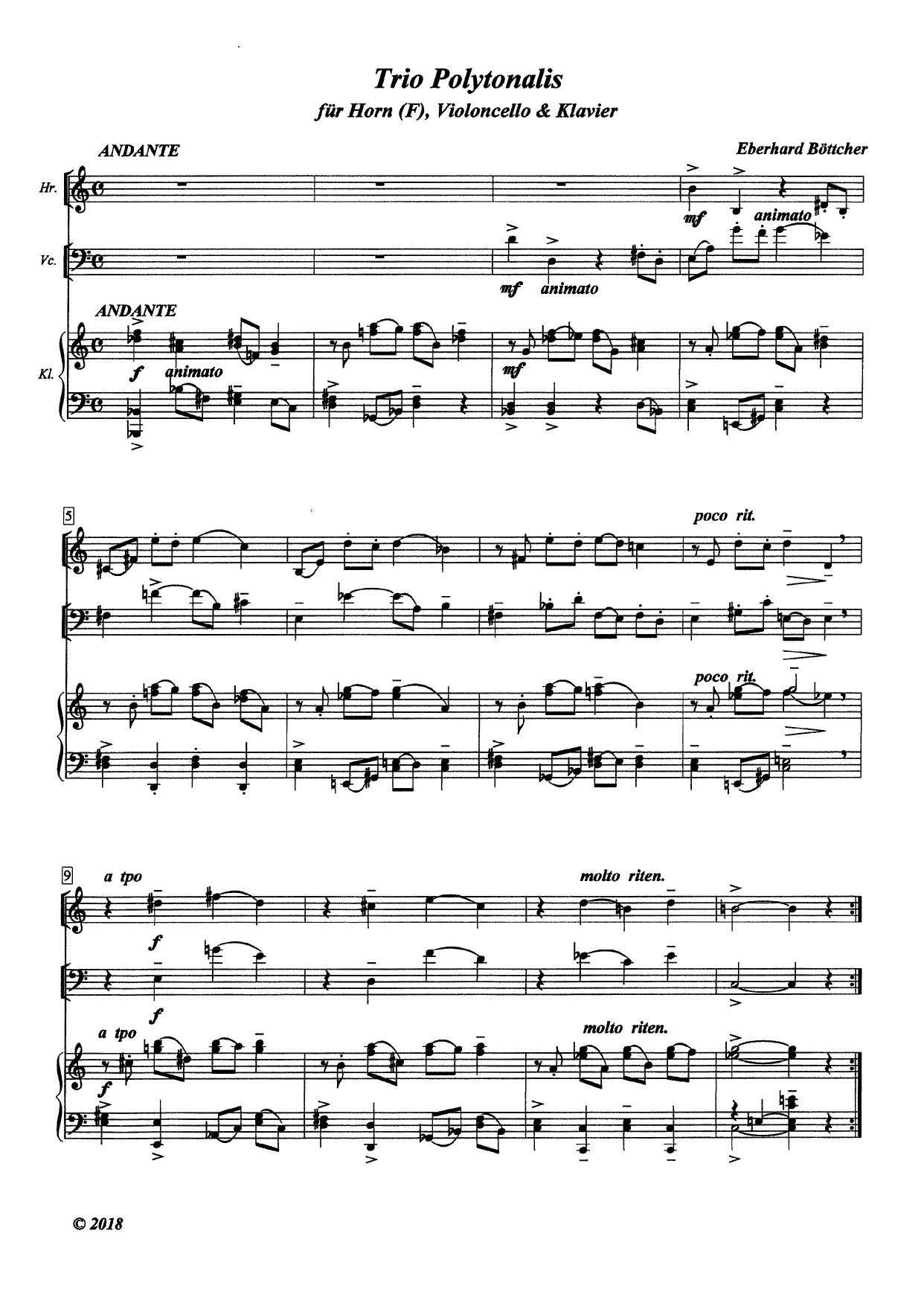 Trio polytonalis - für Horn(F), Violoncello und Klavier - Image 3