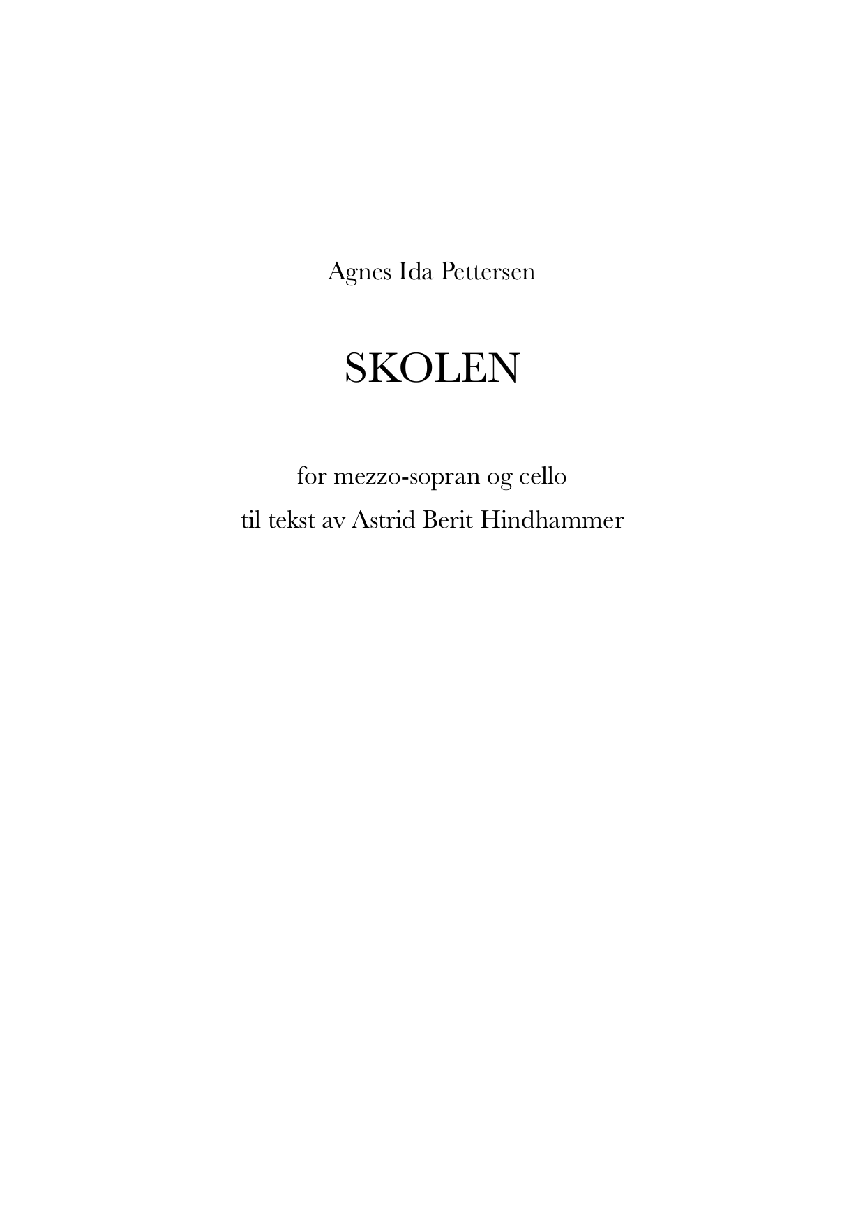 Skolen - For mezzo-sopran og cello