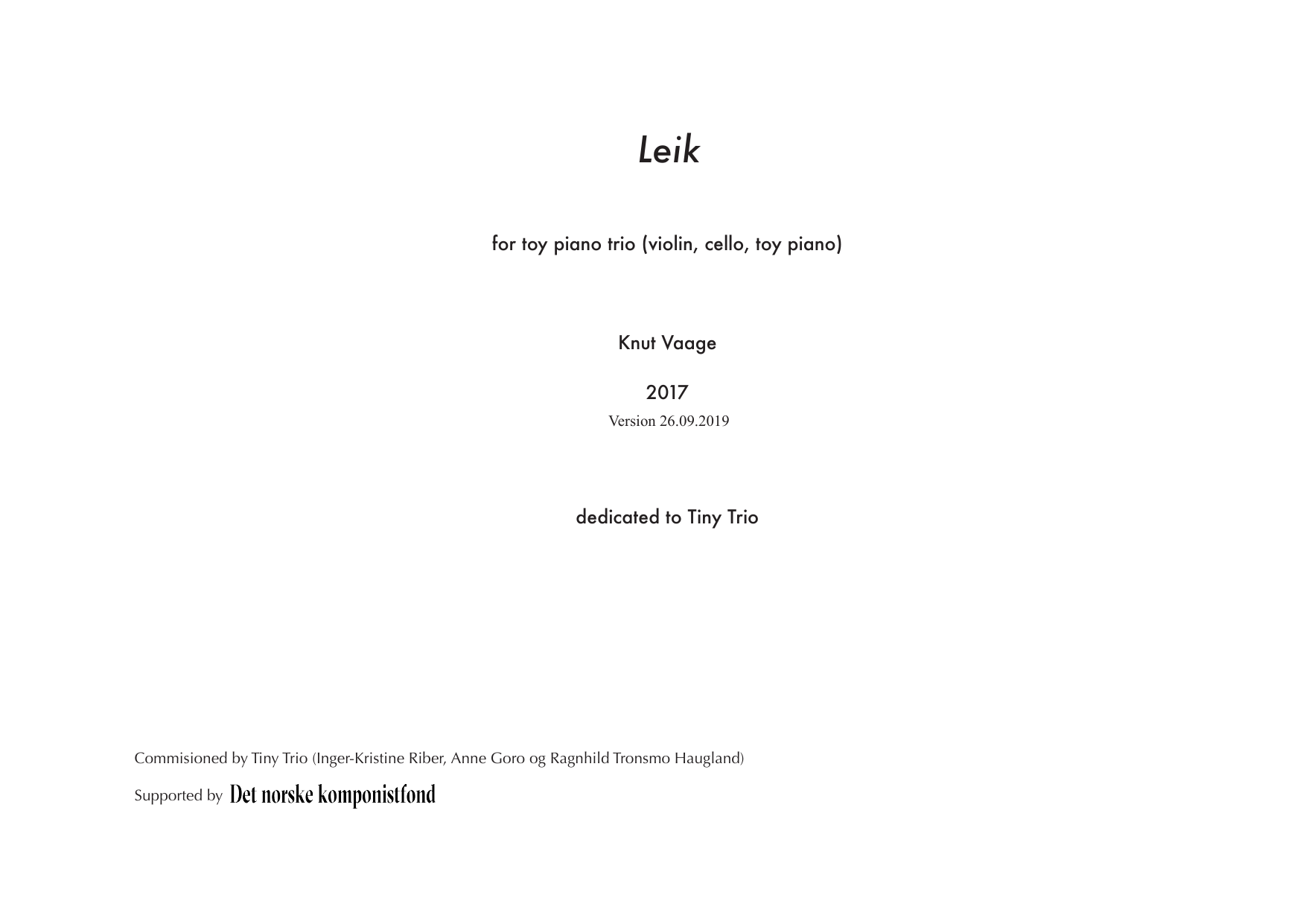 Leik - For toy piano trio