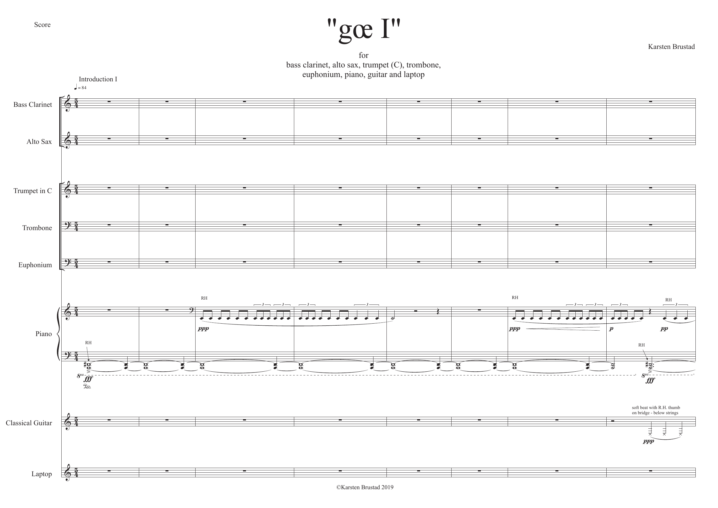gœ I - for bass clarinet, alto sax, trumpet (C), trombone, euphonium, piano, guitar and laptop - Bilde 4