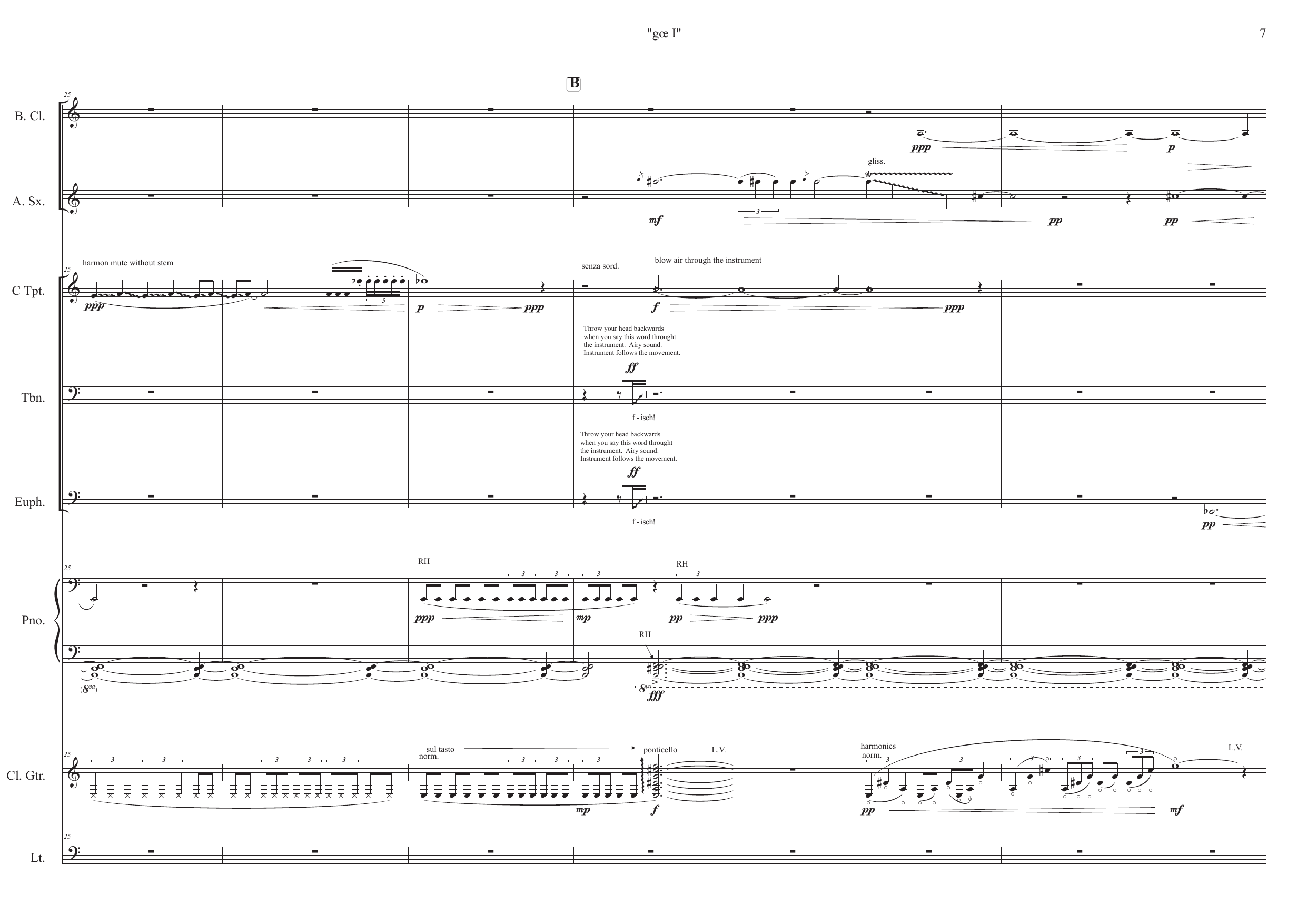 gœ I - for bass clarinet, alto sax, trumpet (C), trombone, euphonium, piano, guitar and laptop - Bilde 7