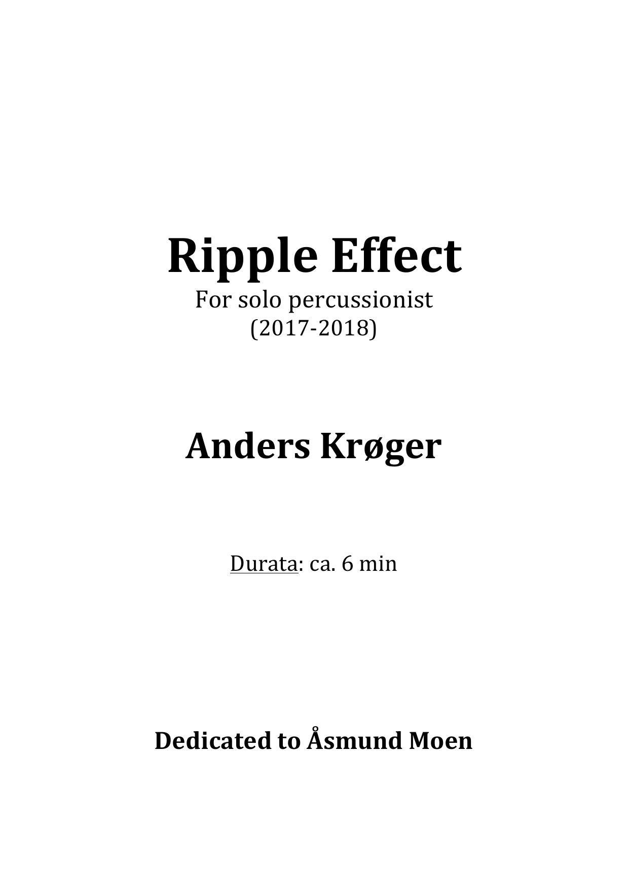 Ripple Effect - for solo percussionist