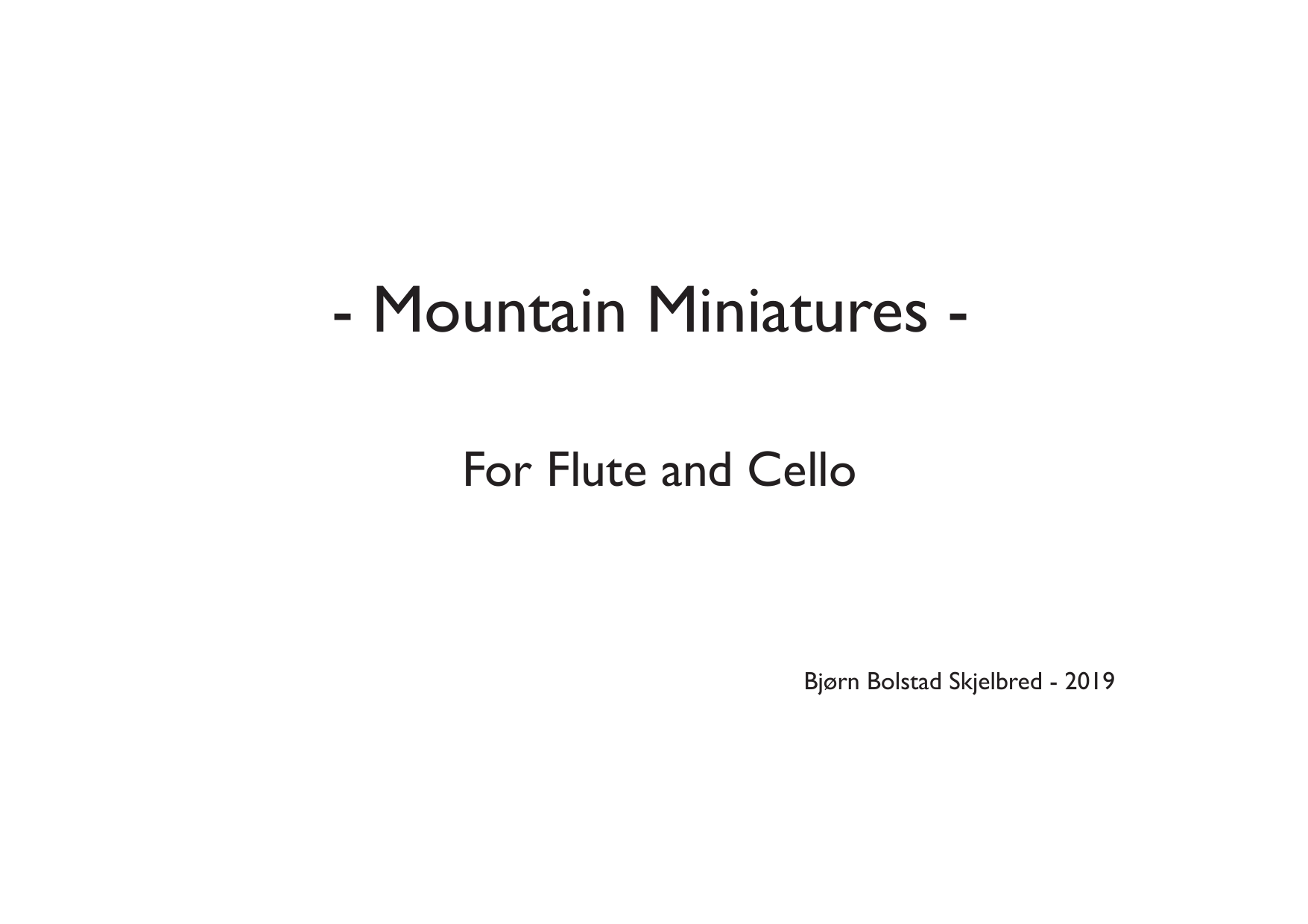 Mountain Miniatures - For flute and cello