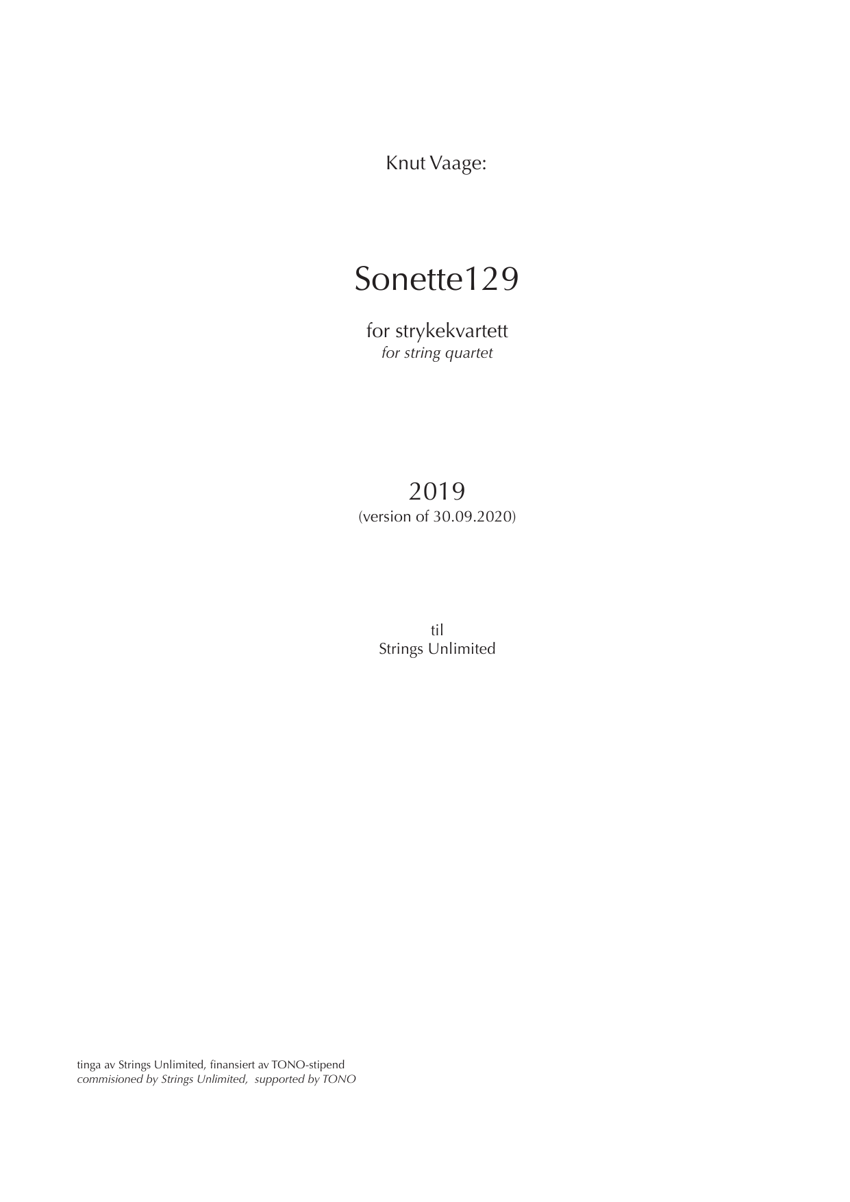 Sonette 129 - For strykekvartett