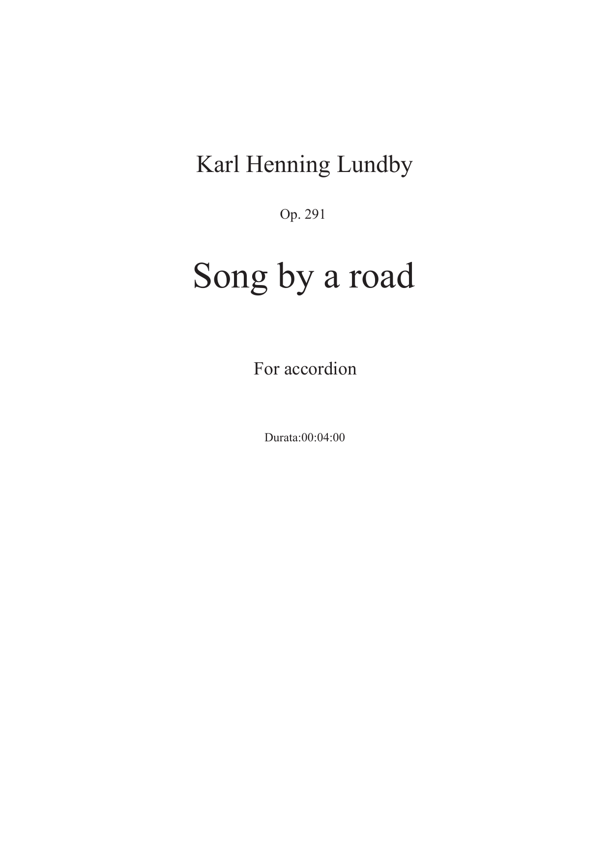 Song By a Road - For accordion, op. 291