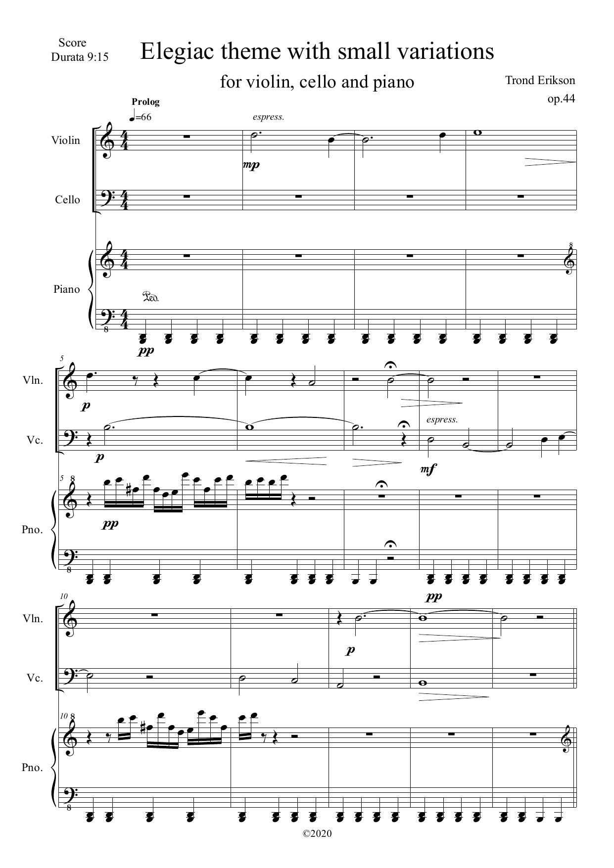 Elegiac Theme with Small Variations, Op. 44 - Image 3