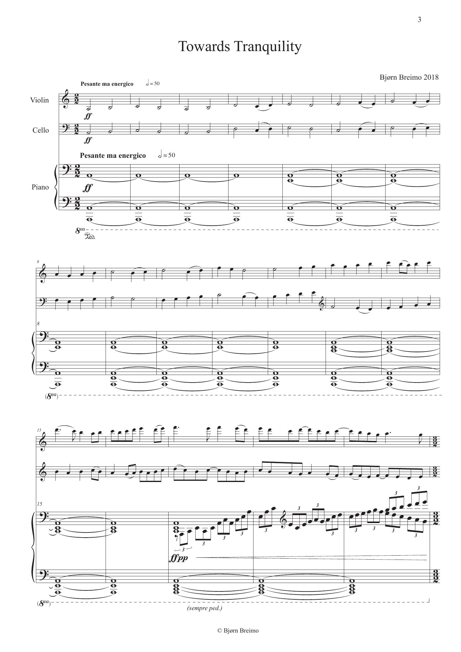 Towards Tranquility - For violin, cello and piano - Image 3