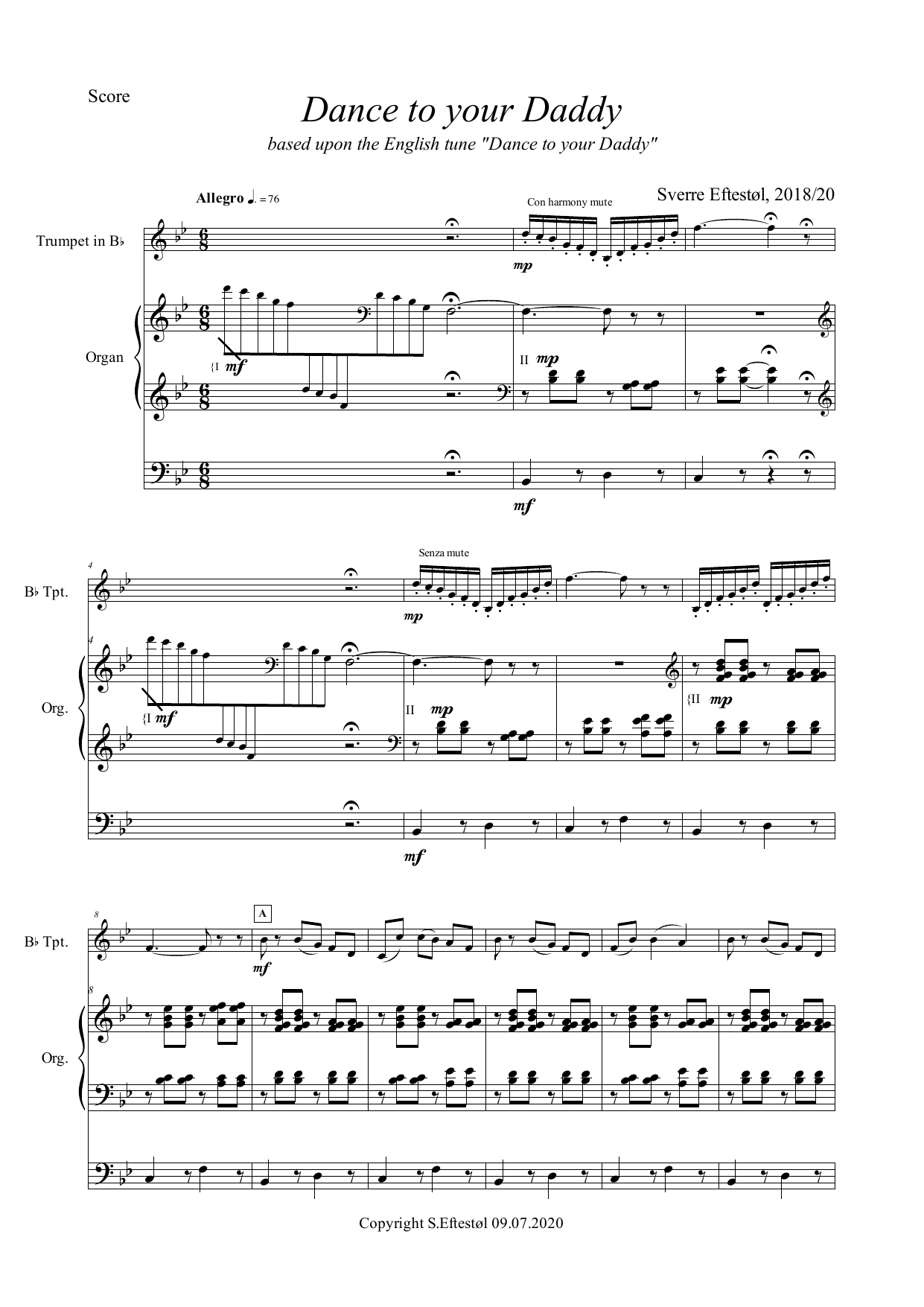Dance to your Daddy - For trumpet & organ - Image 3