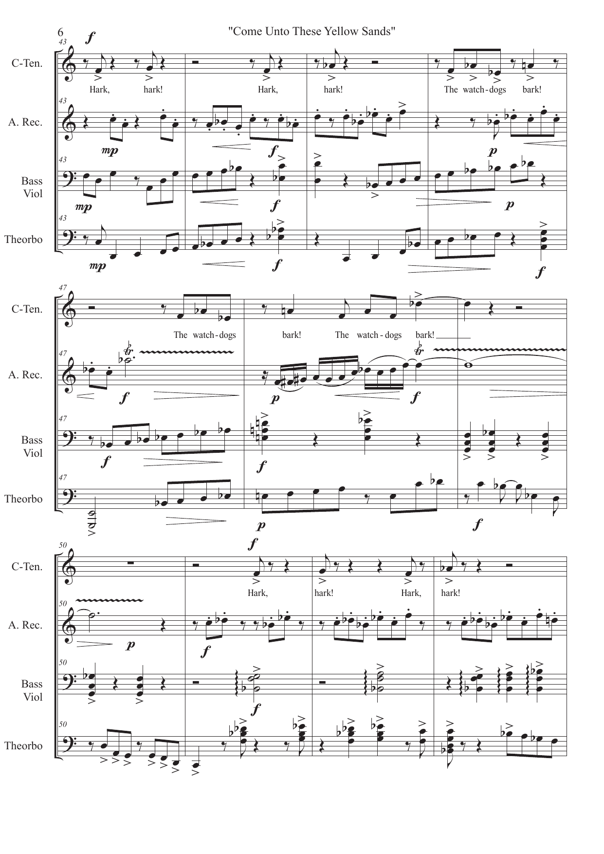 Yellow Sands - Four Songs for Ariel for Countertenor, Alto /Soprano Recorder, Bass Viola da Gamba and Theorbo - Bilde 6