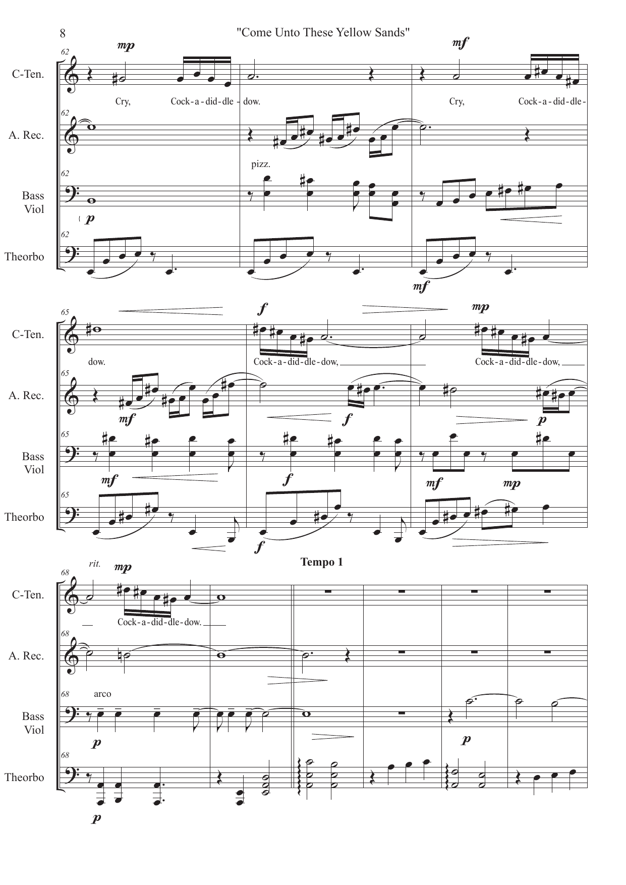 Yellow Sands - Four Songs for Ariel for Countertenor, Alto /Soprano Recorder, Bass Viola da Gamba and Theorbo - Bilde 8