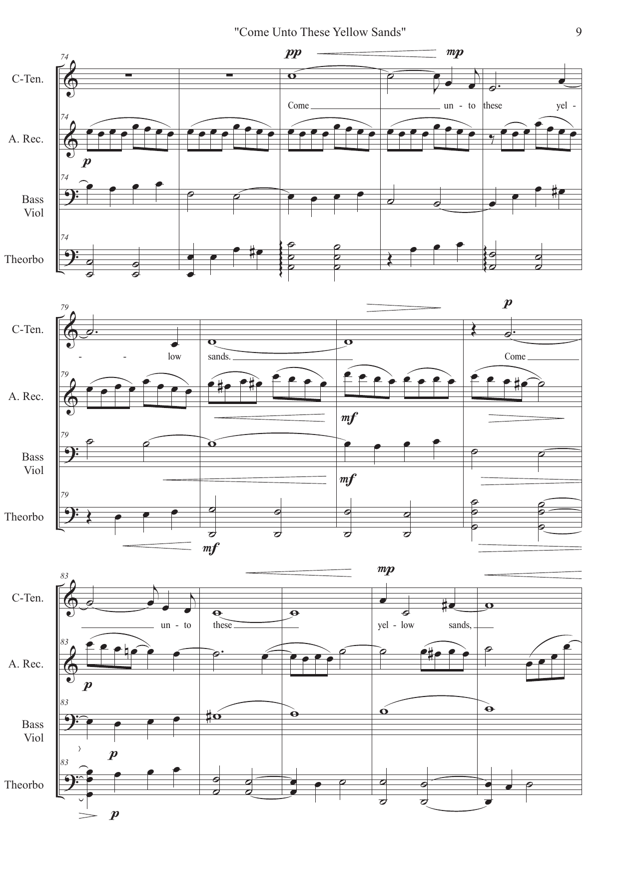 Yellow Sands - Four Songs for Ariel for Countertenor, Alto /Soprano Recorder, Bass Viola da Gamba and Theorbo - Bilde 9