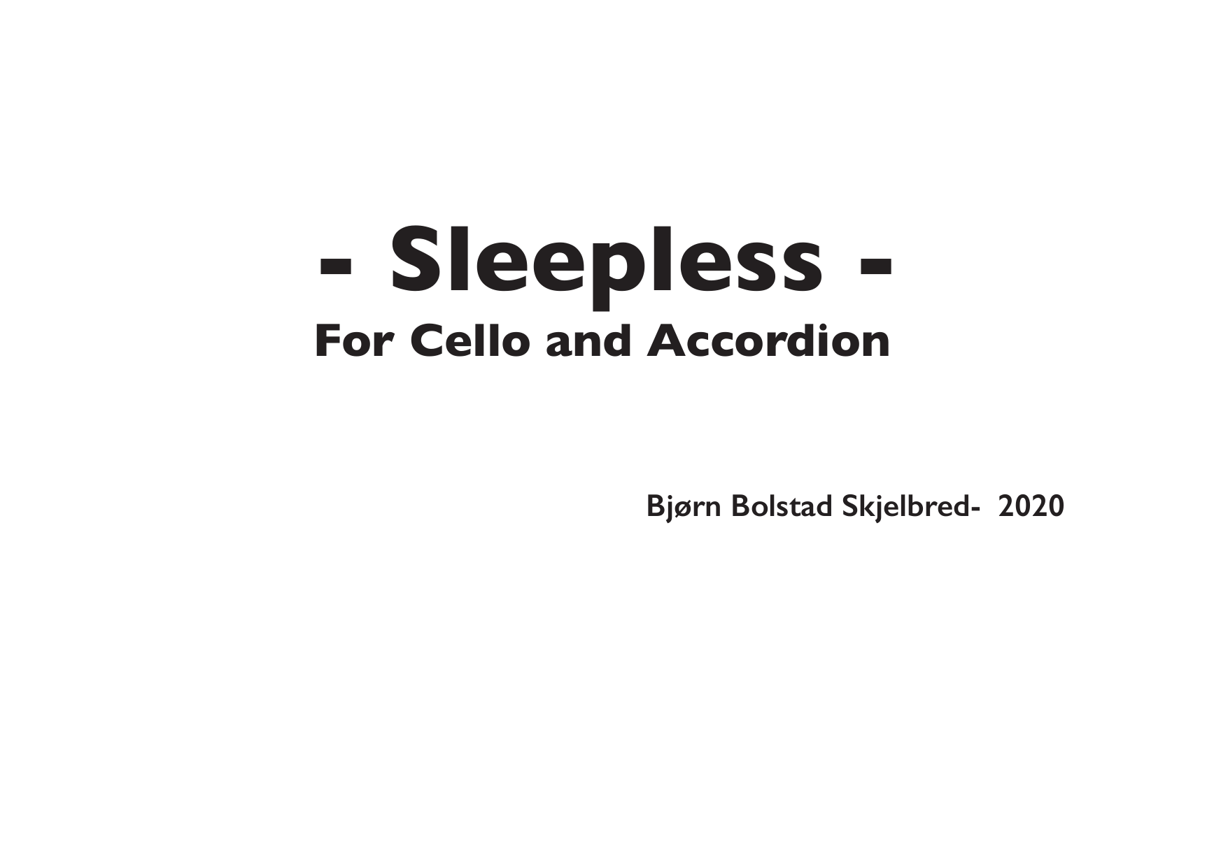 Sleepless - For cello and accordion