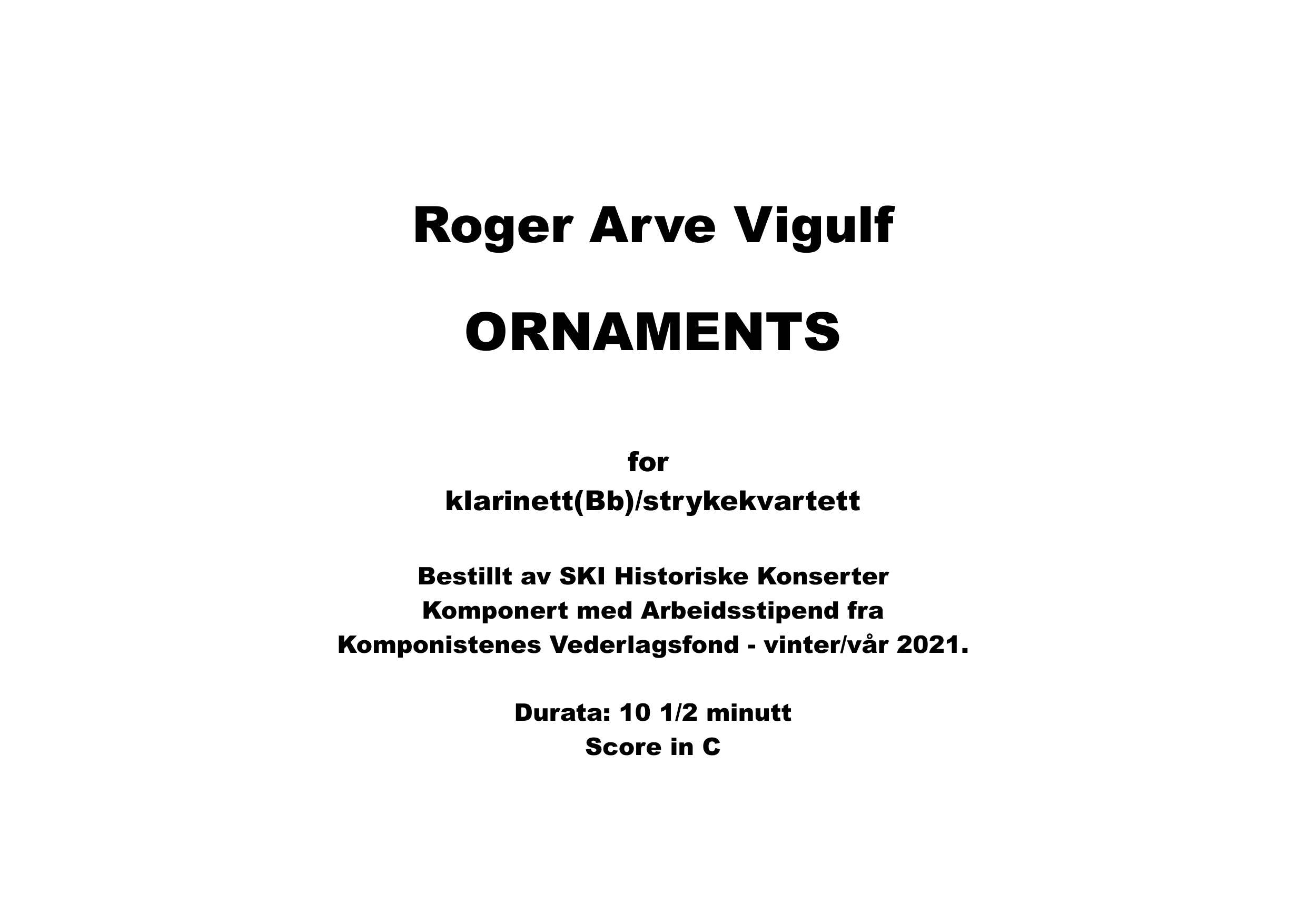 Ornaments - for klarinett(Bb) og strykekvartett