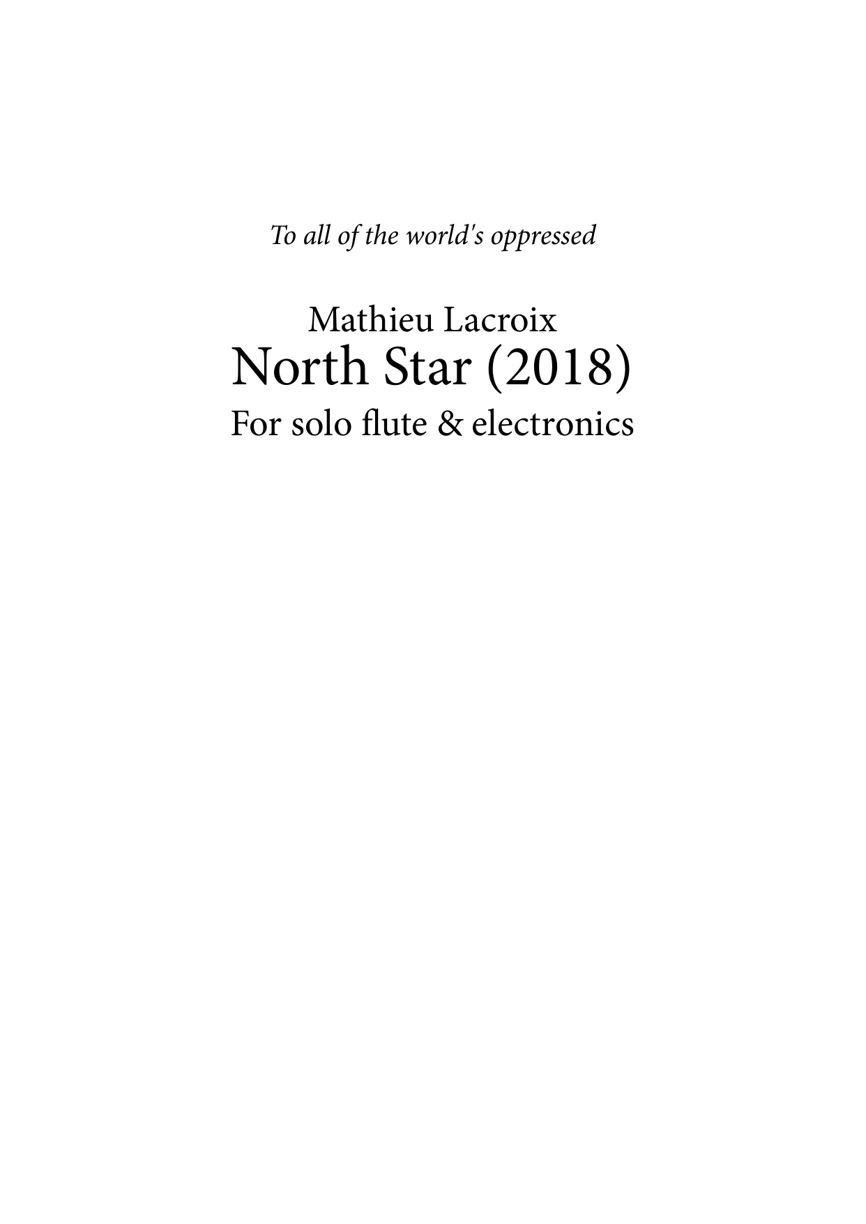 North Star - For solo flute & electronics