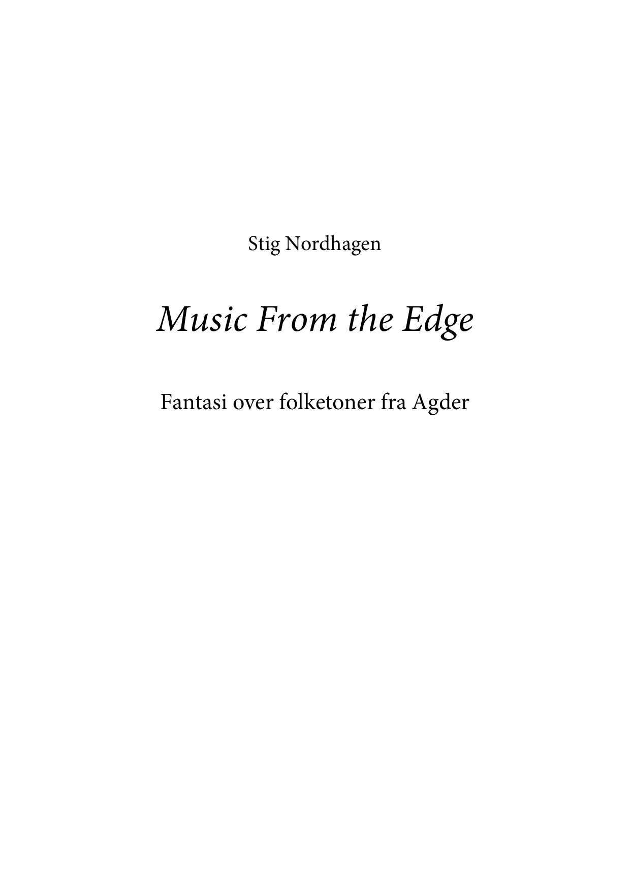 Music From the Edge - Fantasi over folketoner fra Agder