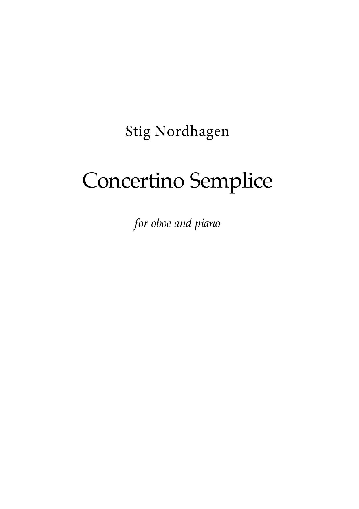 Concerto Semplice - For oboe and piano