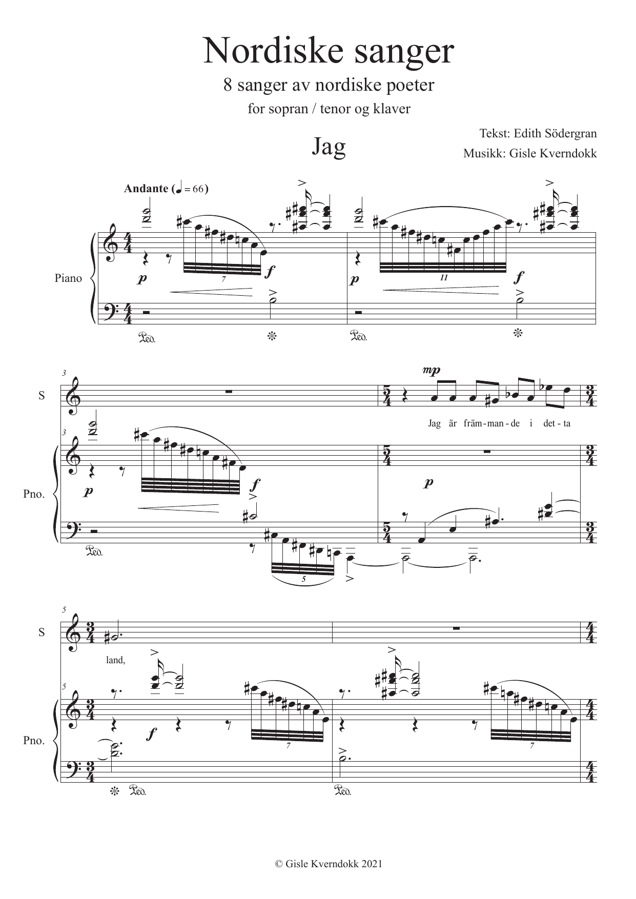 Nordiske sanger - 8 sanger av nordiske poeter for sopran/tenor og klaver - Bilde 3