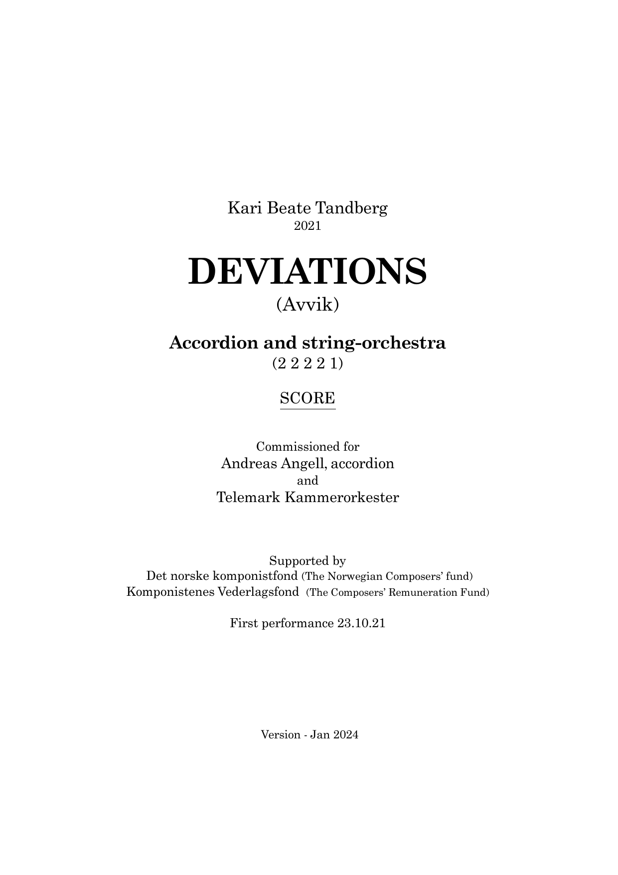 Deviations (Avvik) - Accordion and string orchestra