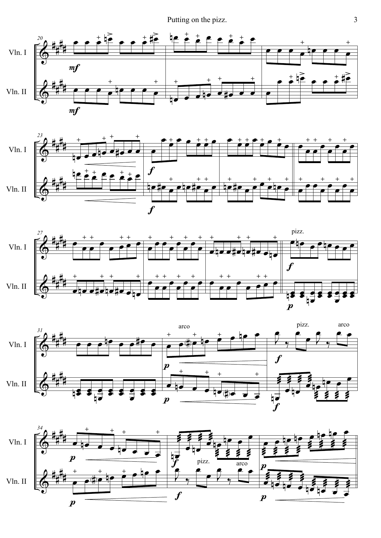 Putting on the Pizz. - For two Violins, Op. 156 - Image 3