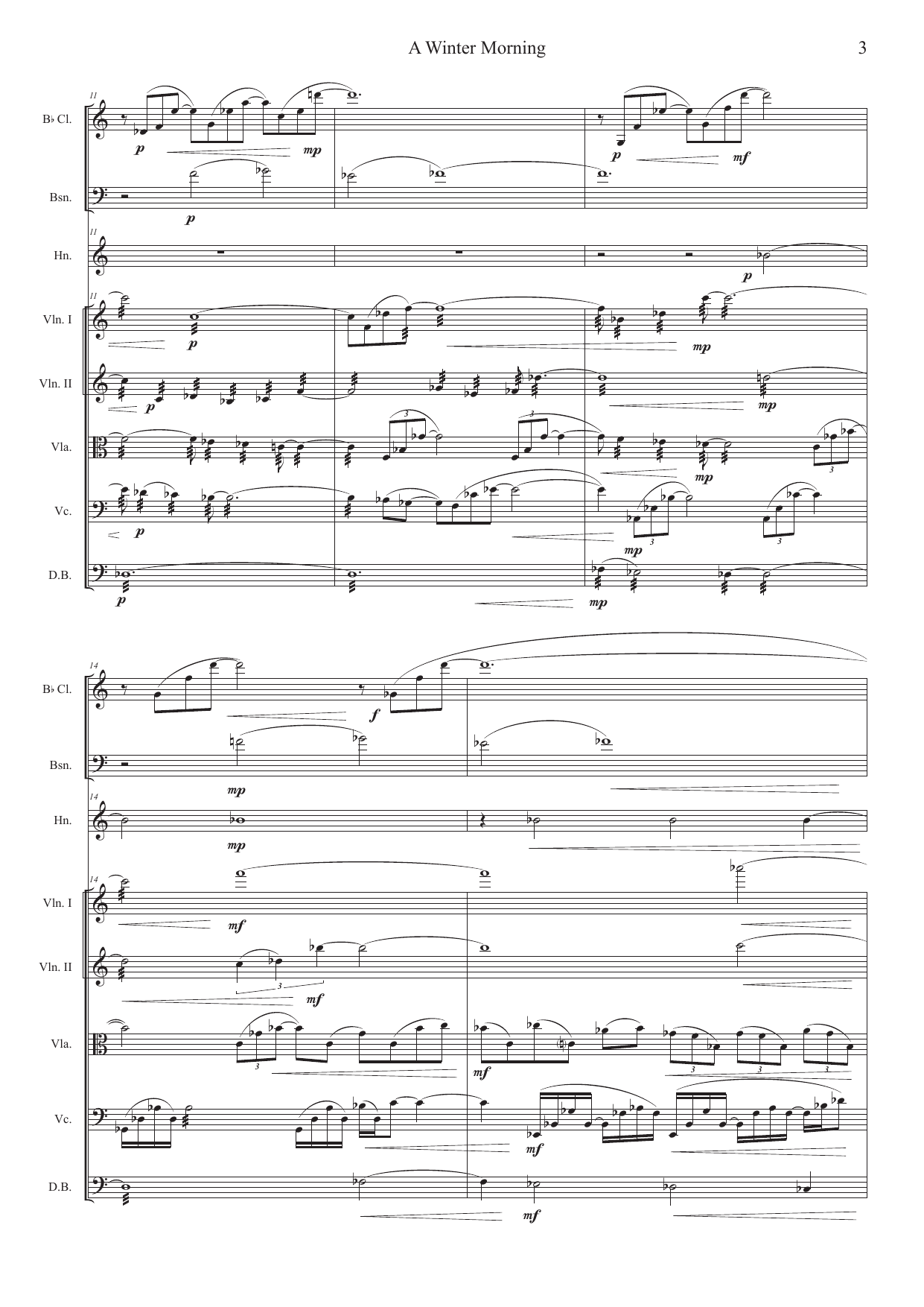 A Winter Morning - Octet for Clarinet in Bb, Bassoon, Horn in F, 2 Violins, Viola, Cello and Contrabass - Bilde 3