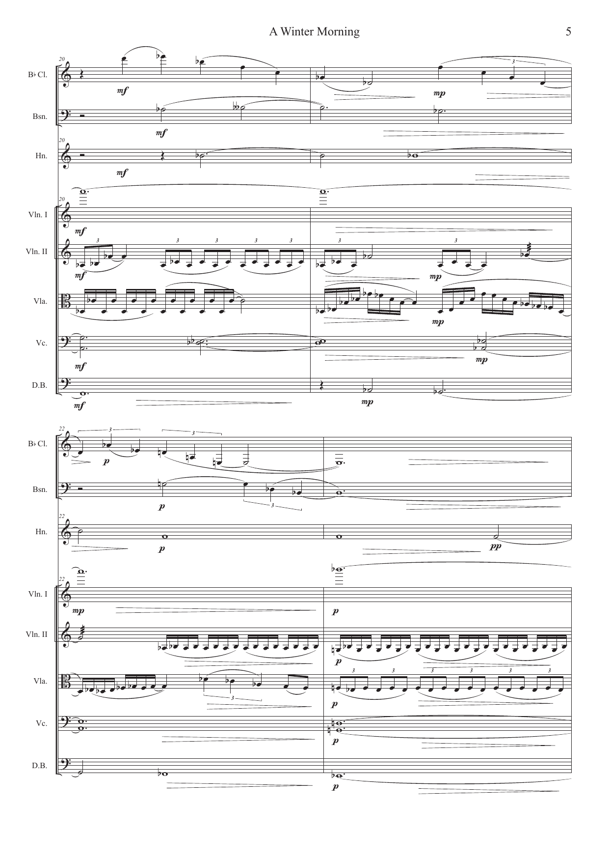 A Winter Morning - Octet for Clarinet in Bb, Bassoon, Horn in F, 2 Violins, Viola, Cello and Contrabass - Bilde 5
