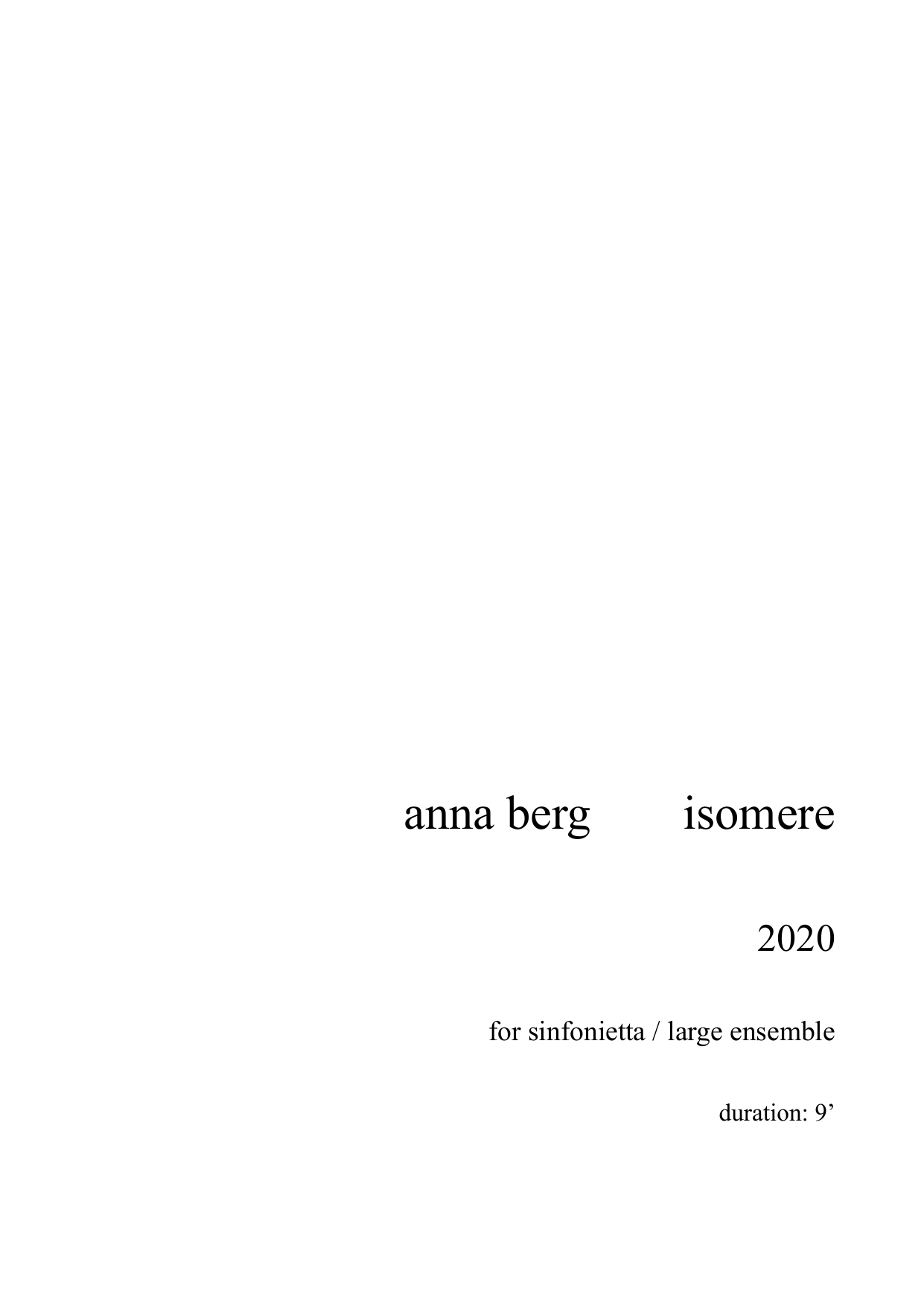 Isomere - For sinfonietta / large ensemble